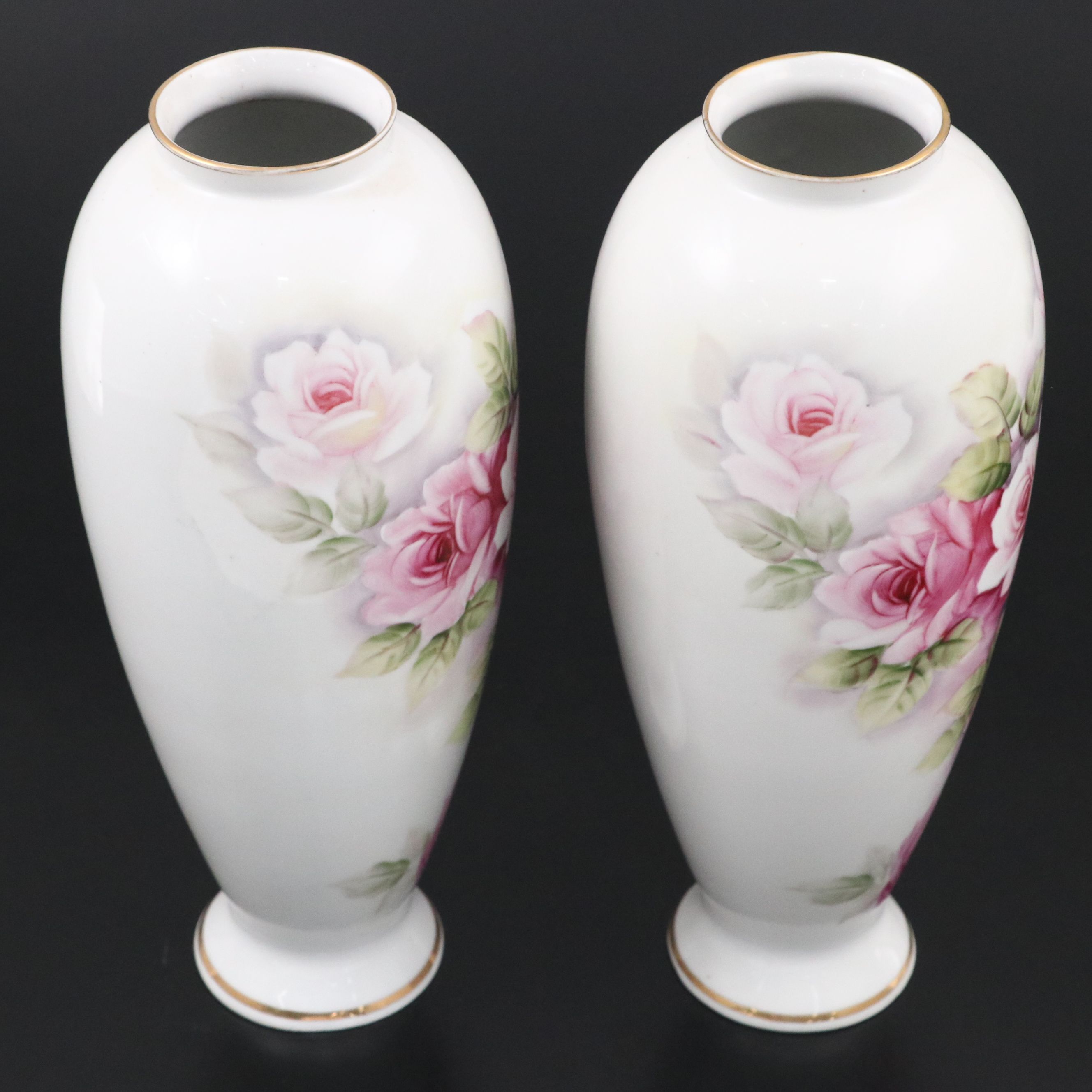 Ucagco Victorian Style Floral Porcelain Vases