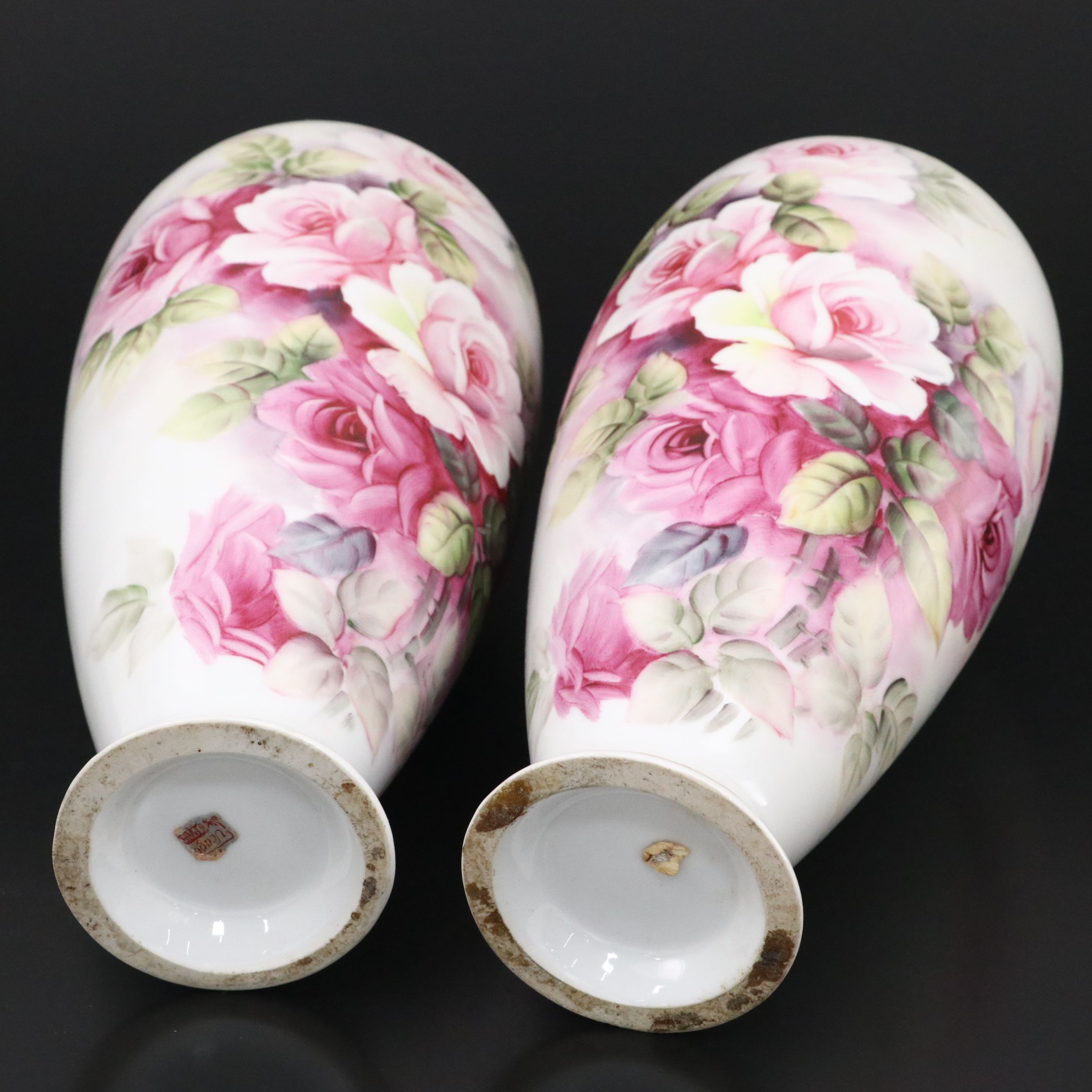 Ucagco Victorian Style Floral Porcelain Vases