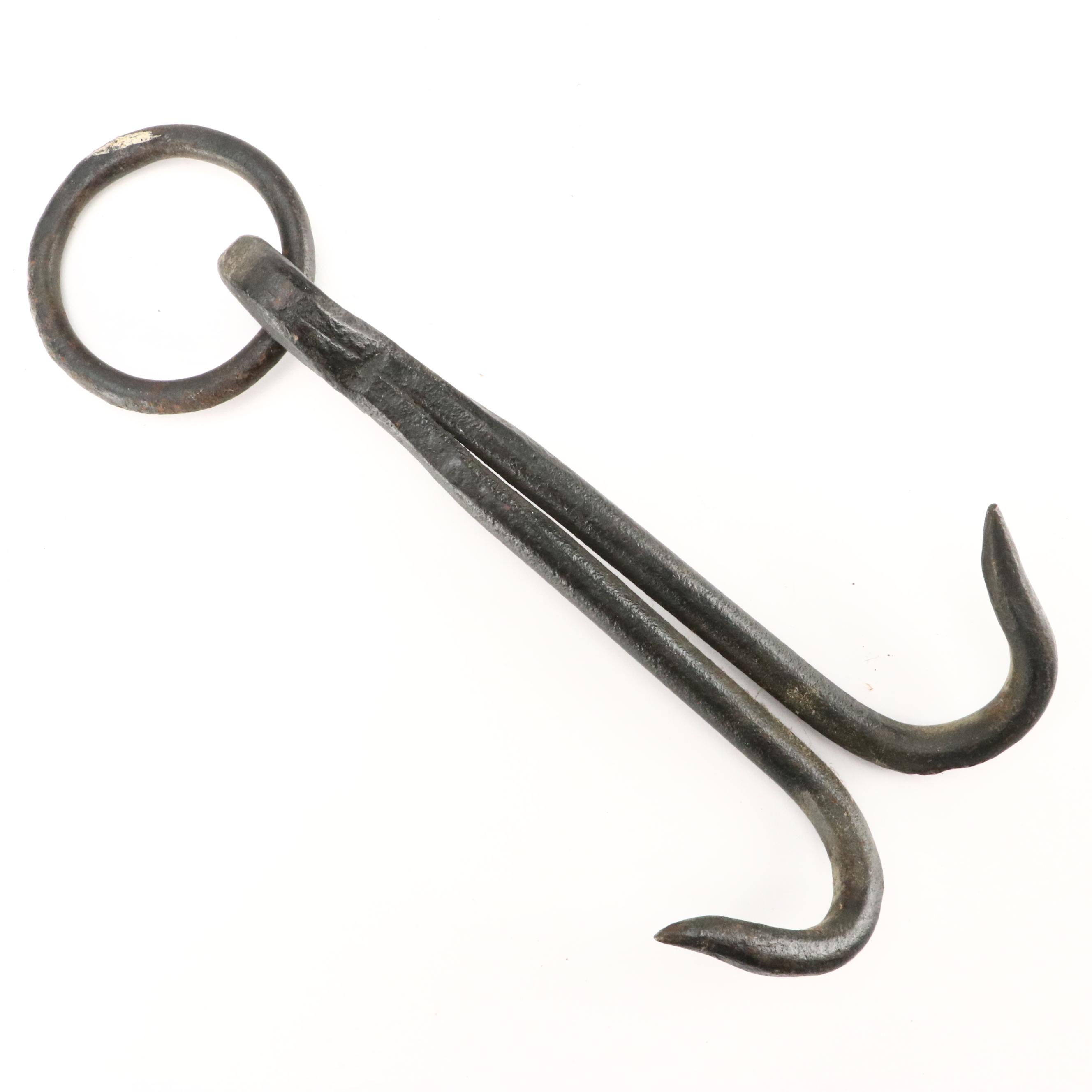 Primitive Wrought Iron Hanging Meat Hooks