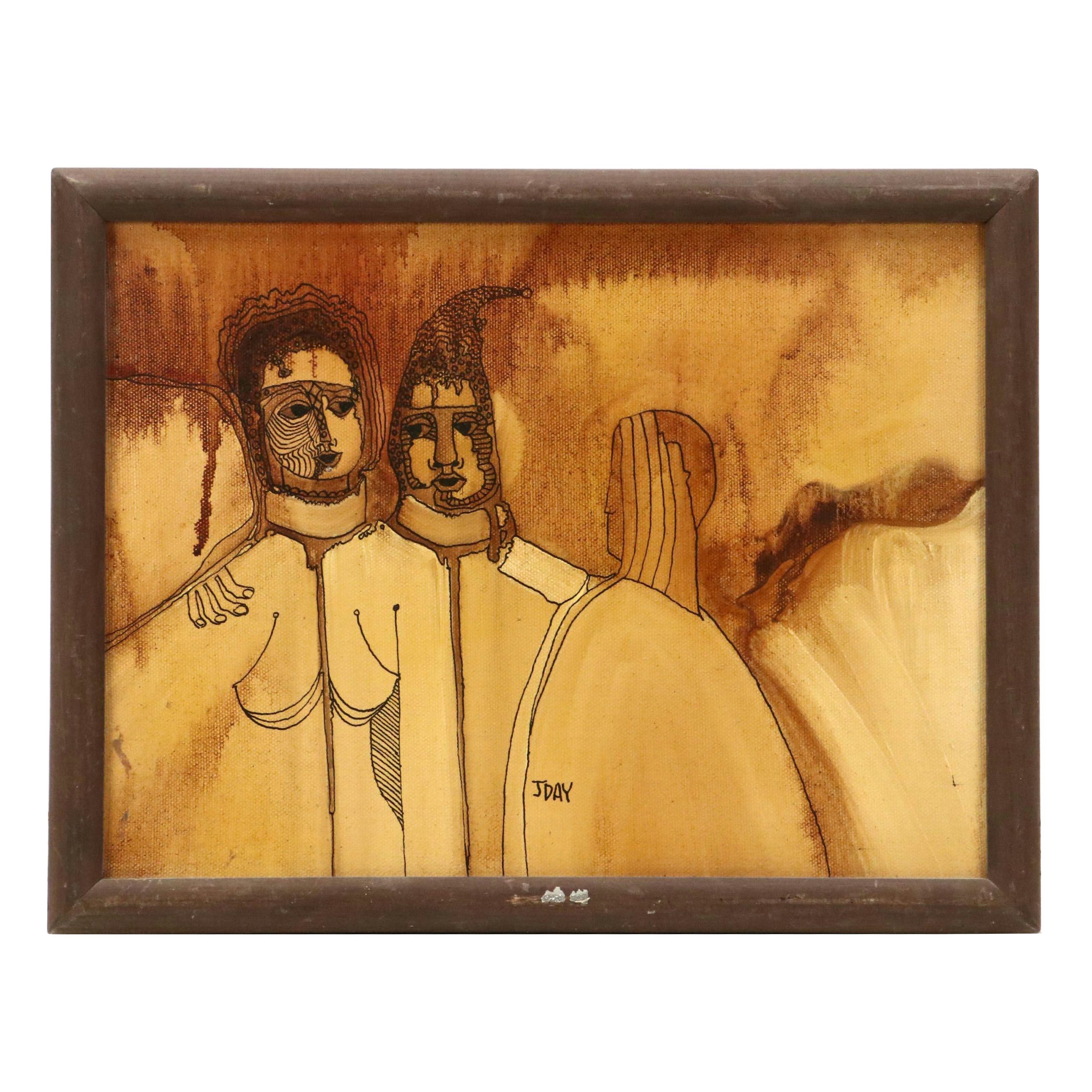 J Day Surrealist Oil Painting "Homage to Vrindavan Solanki"