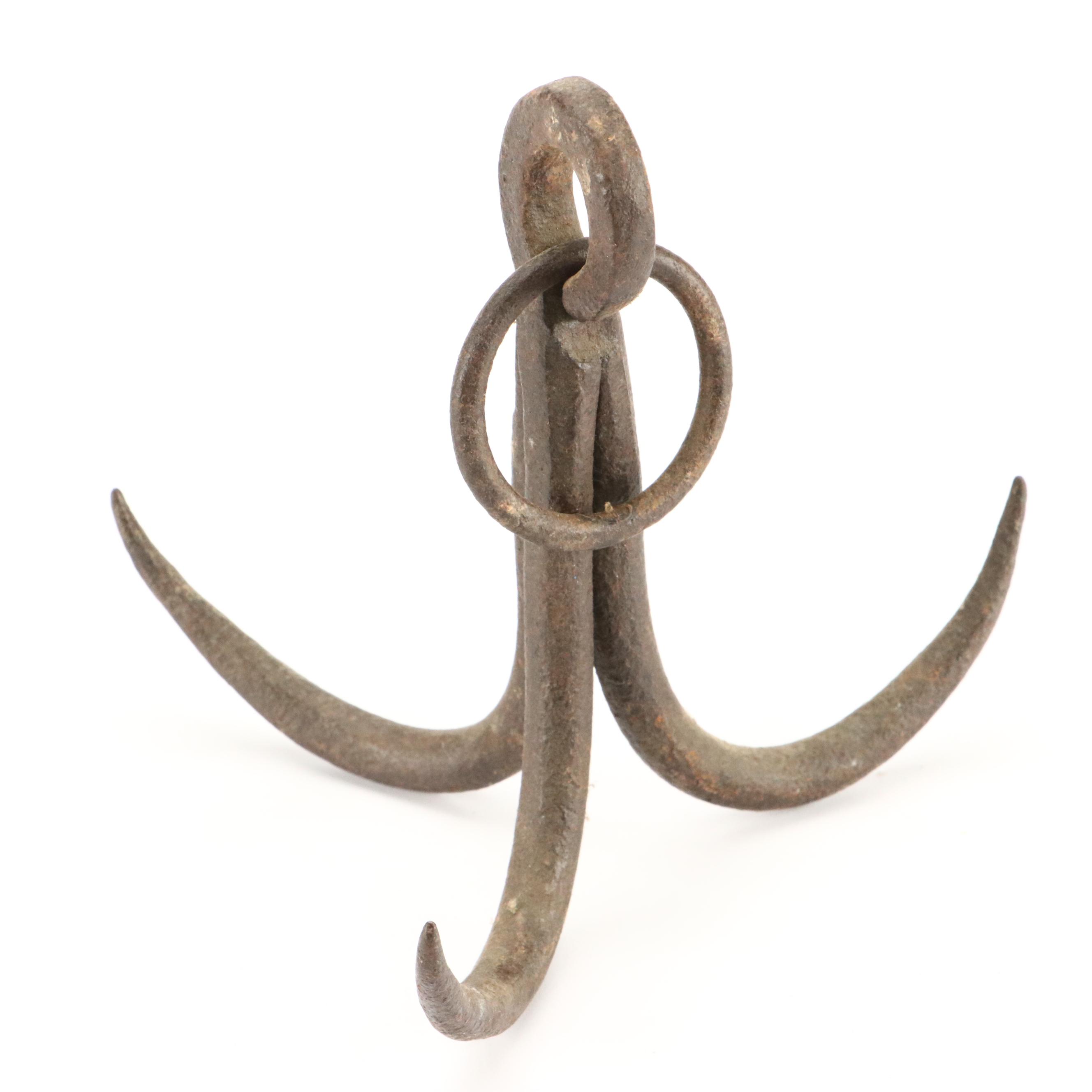 Primitive Wrought Iron Hanging Meat Hooks