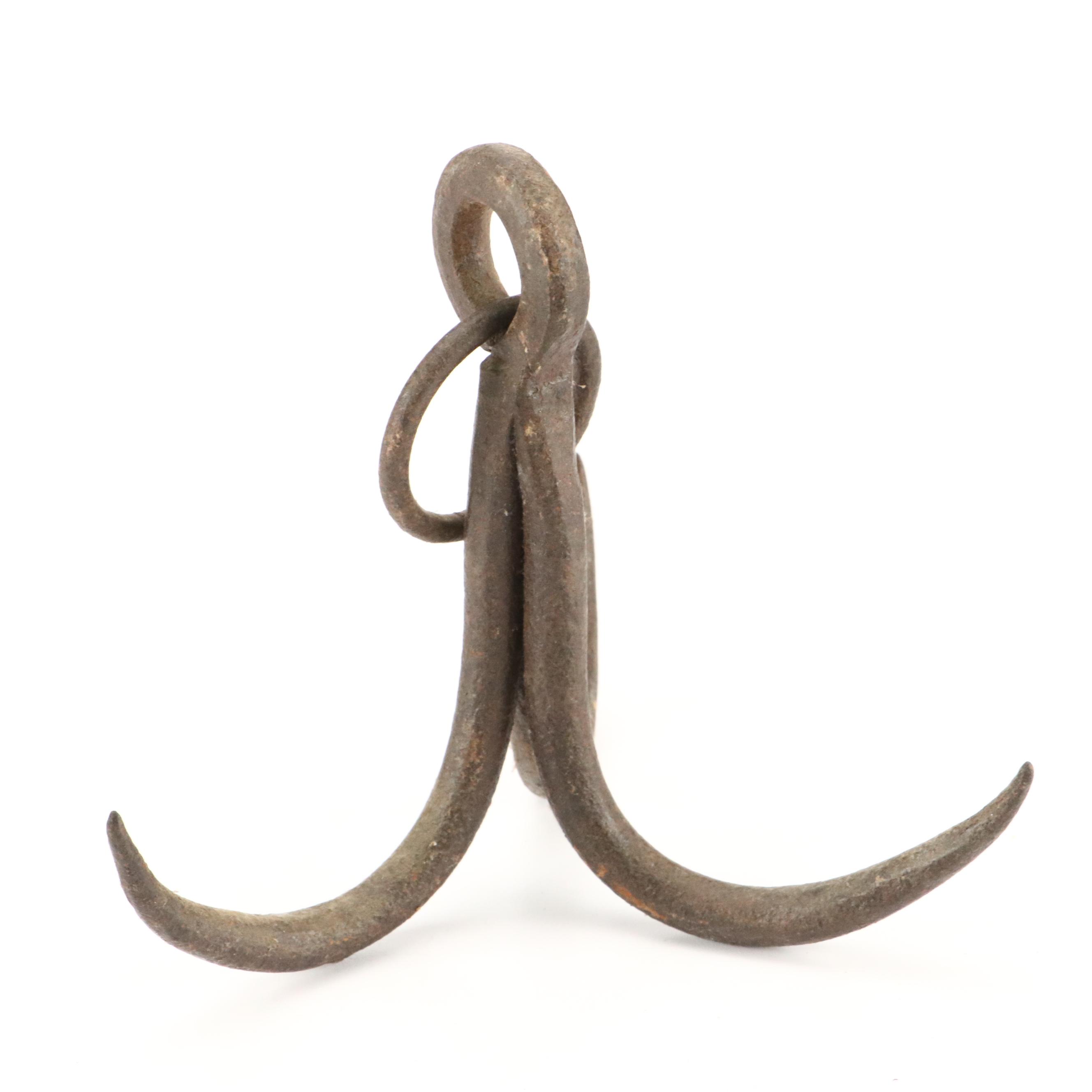 Primitive Wrought Iron Hanging Meat Hooks
