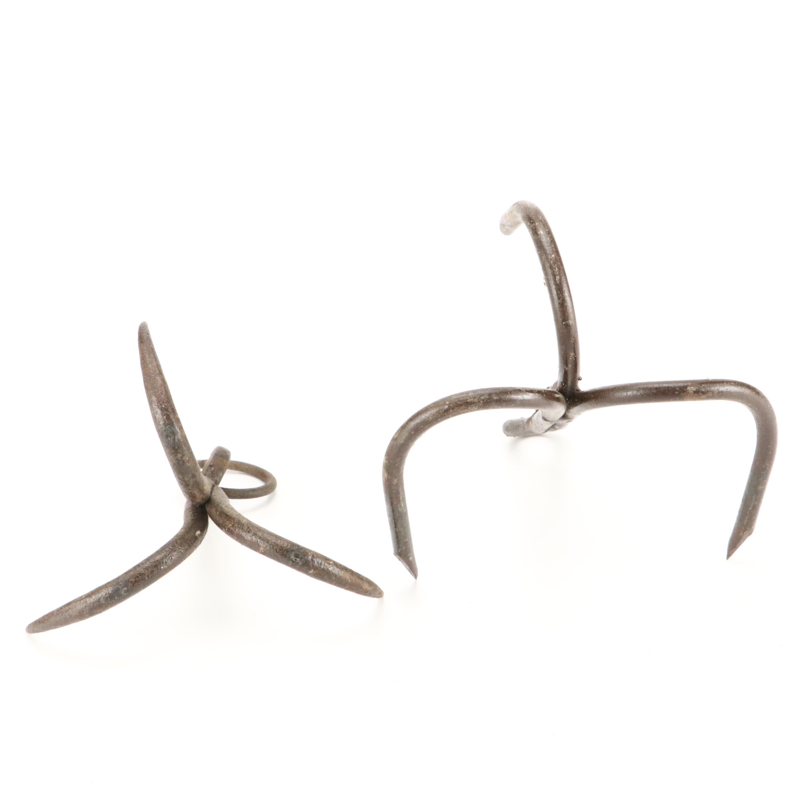 Primitive Wrought Iron Hanging Meat Hooks