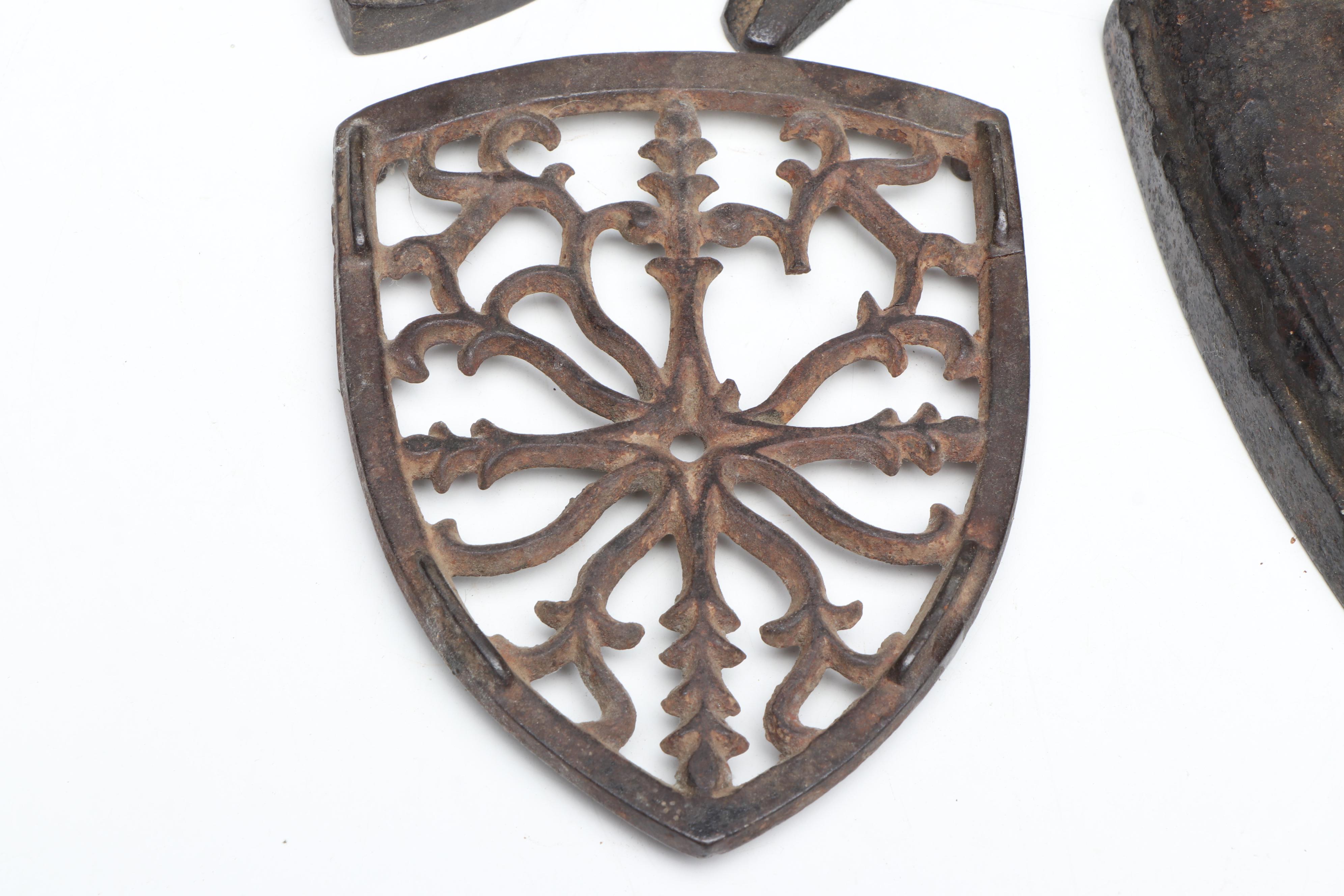 Vintage Sad Irons with Geneva Hand Fluter and Trivets