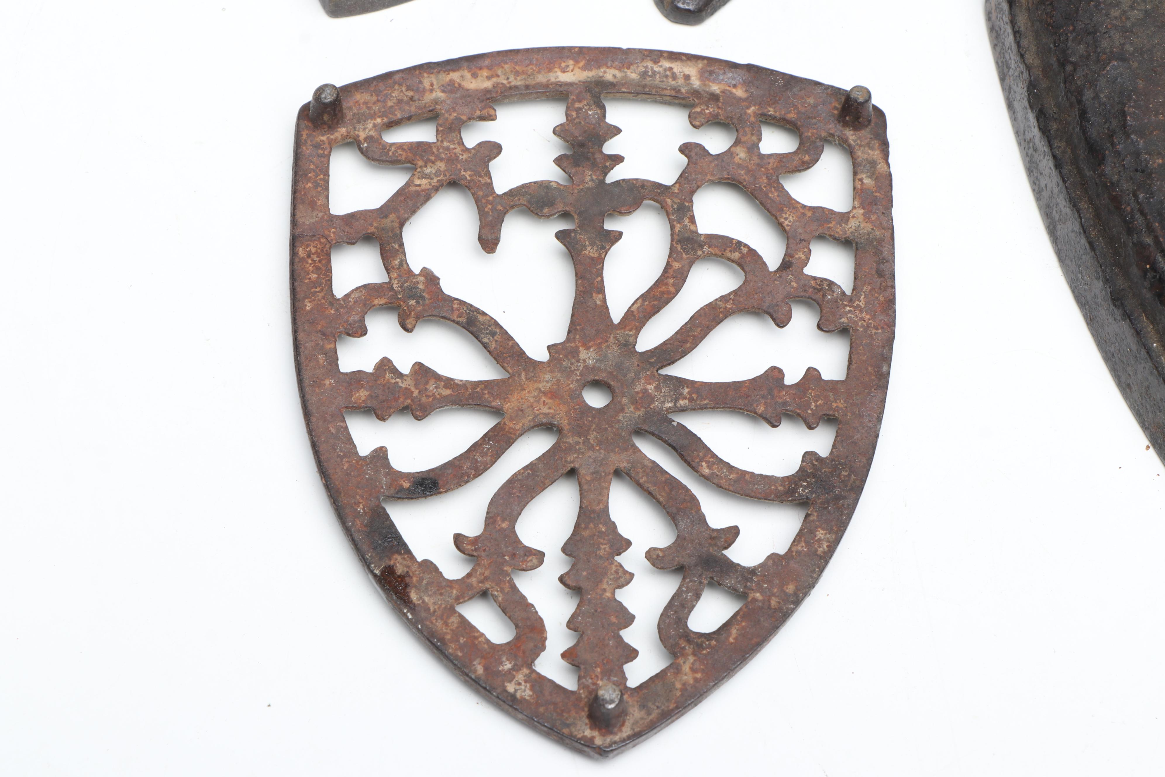 Vintage Sad Irons with Geneva Hand Fluter and Trivets