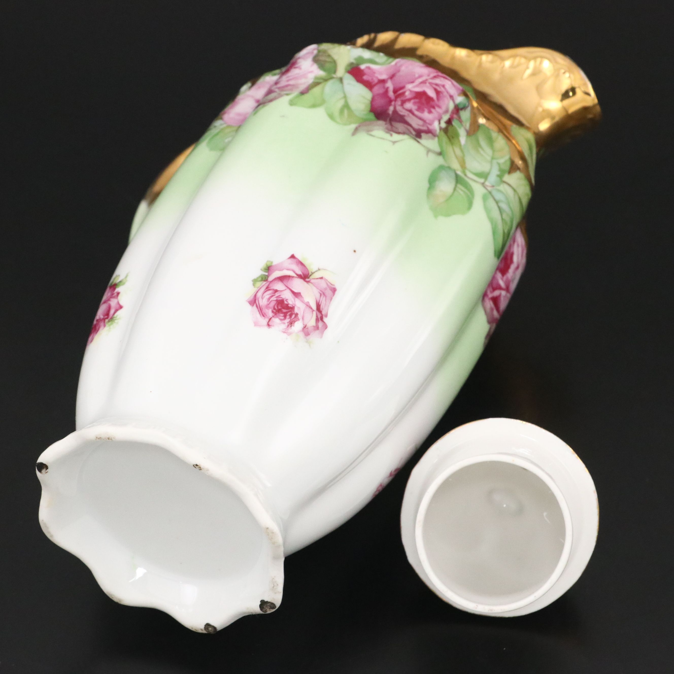 Victorian Gold Gilt Floral Porcelain Coffee Pot