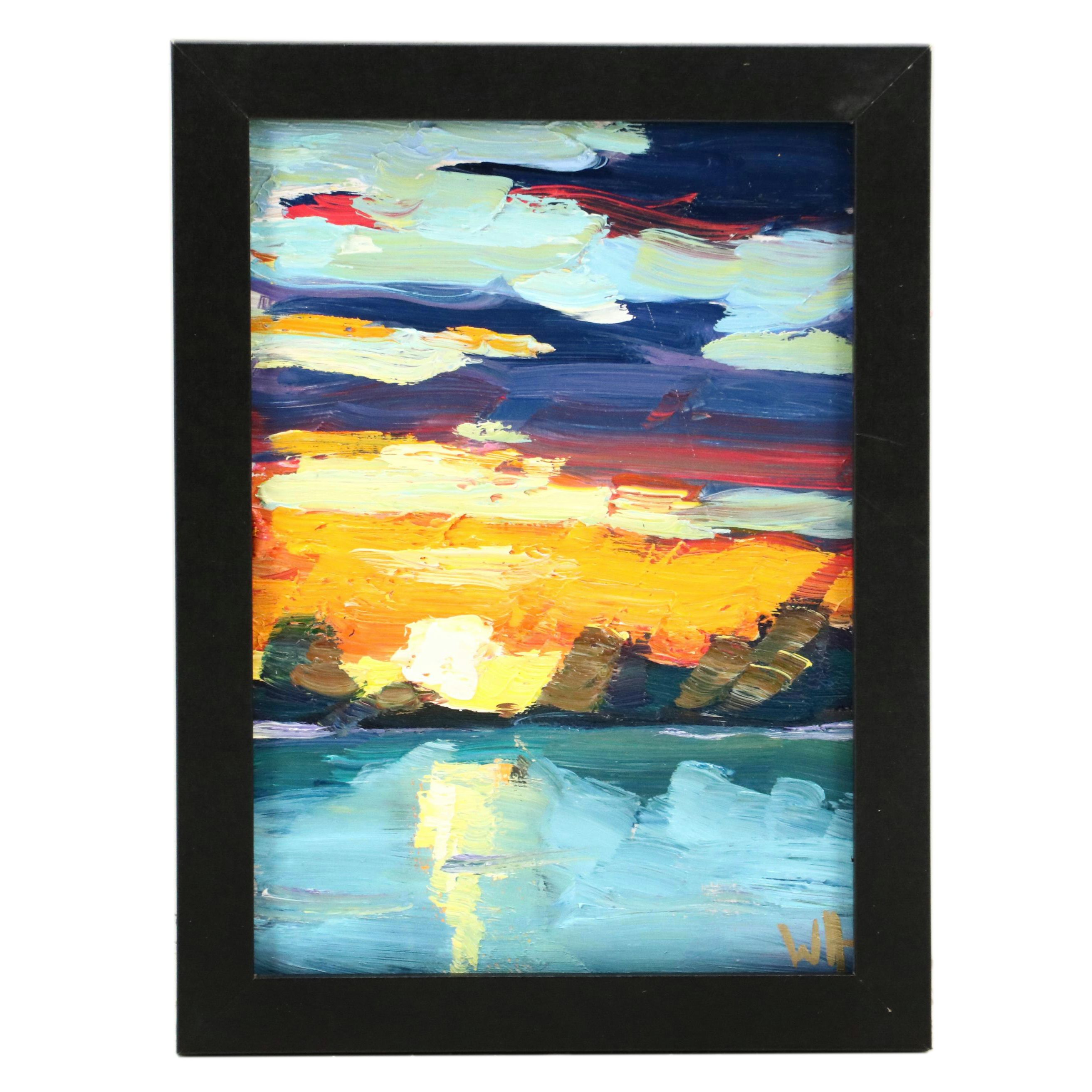 William Hawkins Sunset Seascape Oil Painting, 21st Century