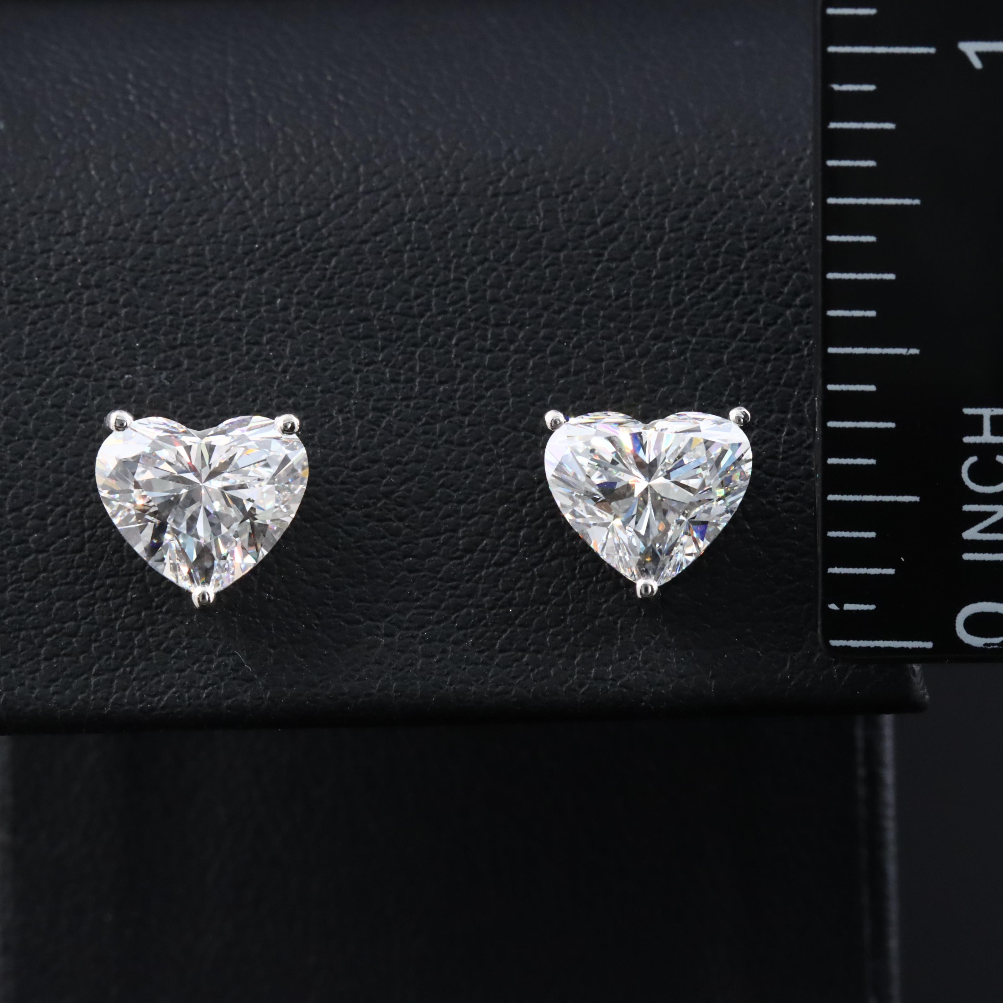 Platinum 4.07 CTW Lab Grown Diamond Heart Stud Earrings with IGI Reports