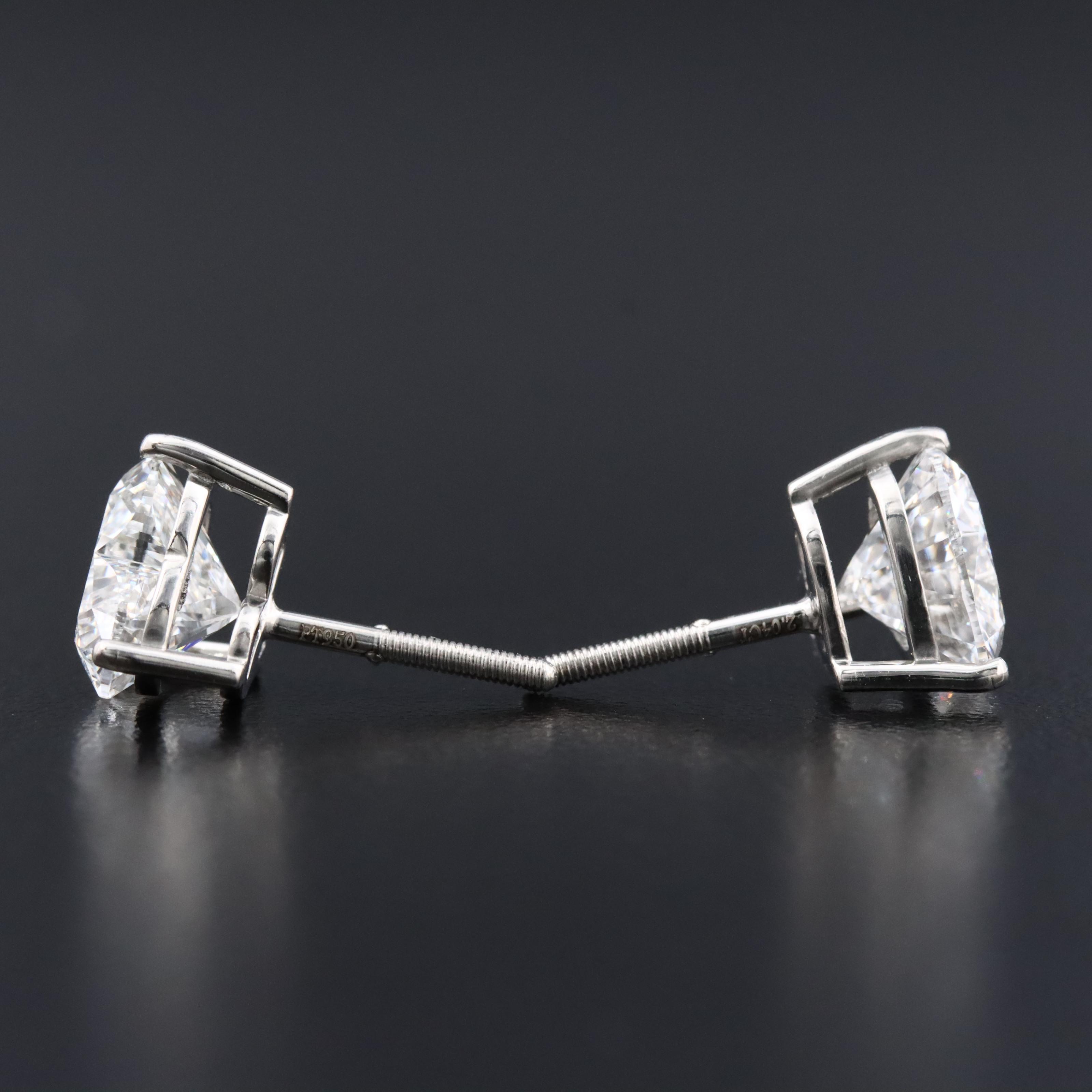 Platinum 4.07 CTW Lab Grown Diamond Heart Stud Earrings with IGI Reports