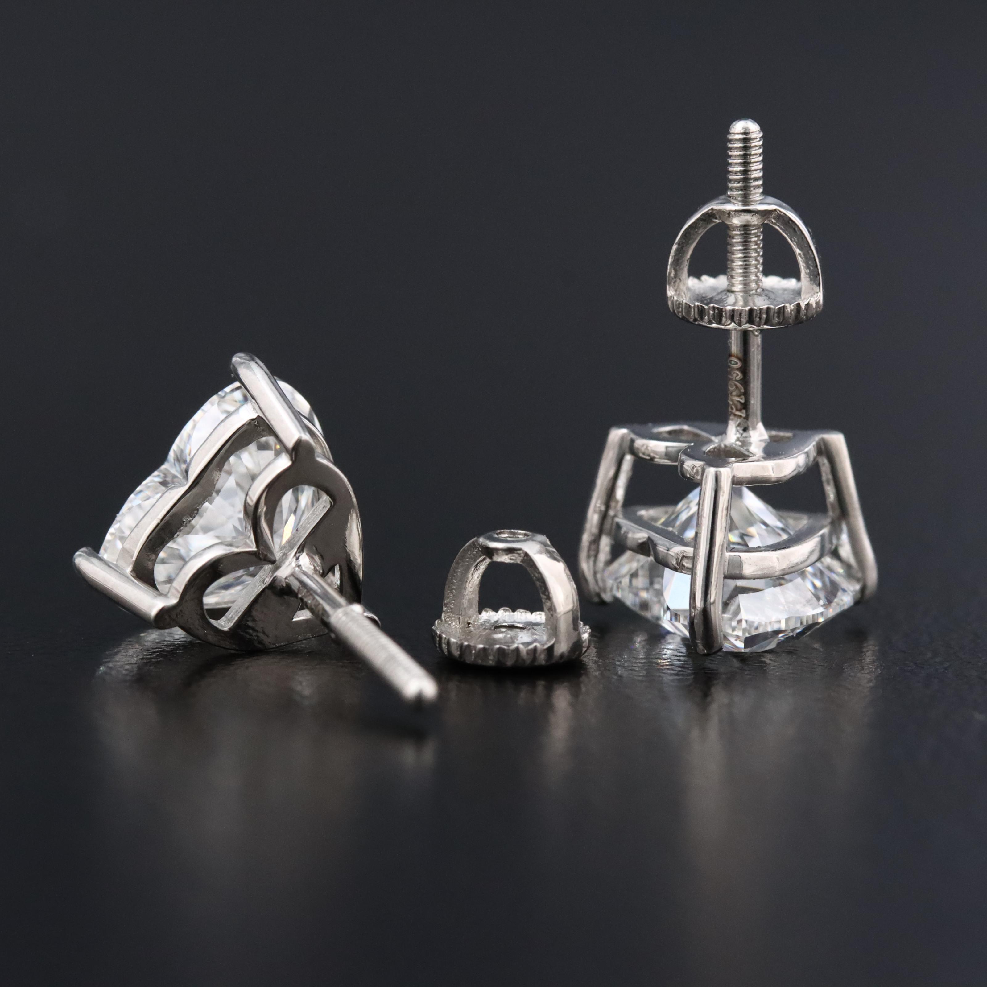 Platinum 4.07 CTW Lab Grown Diamond Heart Stud Earrings with IGI Reports