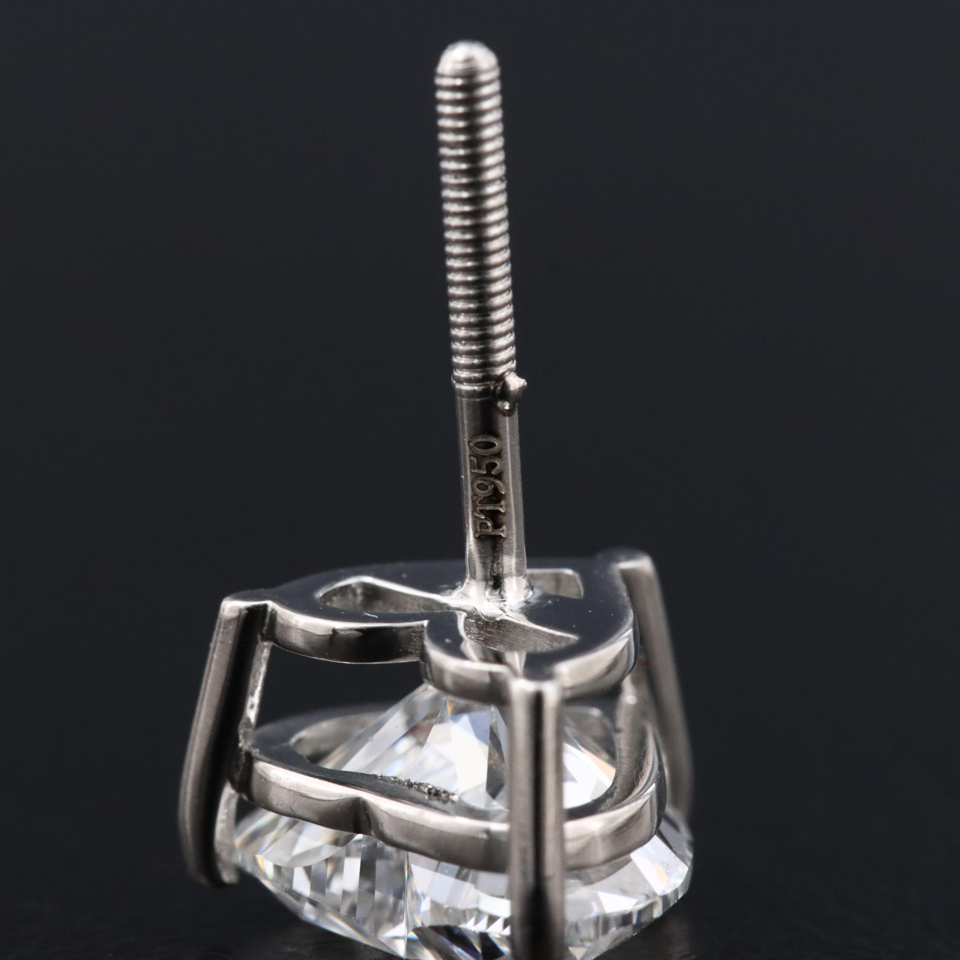Platinum 4.07 CTW Lab Grown Diamond Heart Stud Earrings with IGI Reports