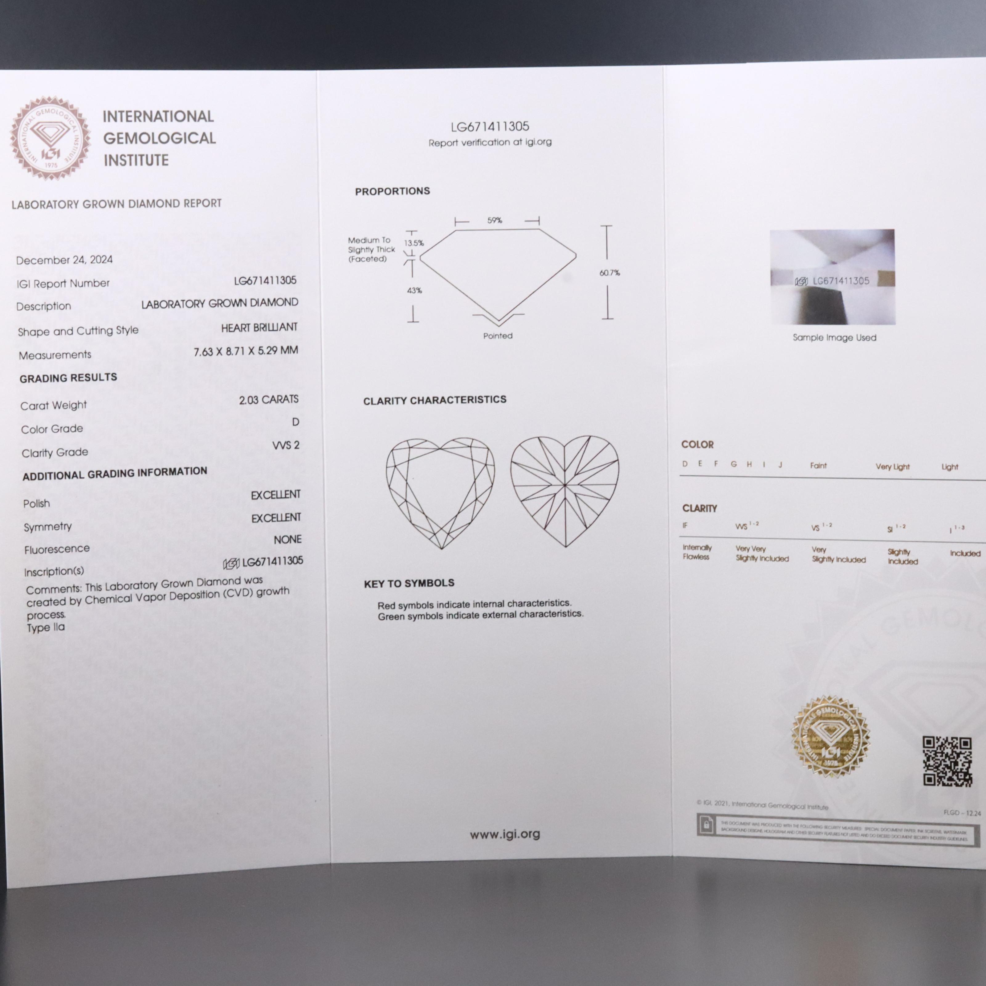 Platinum 4.07 CTW Lab Grown Diamond Heart Stud Earrings with IGI Reports