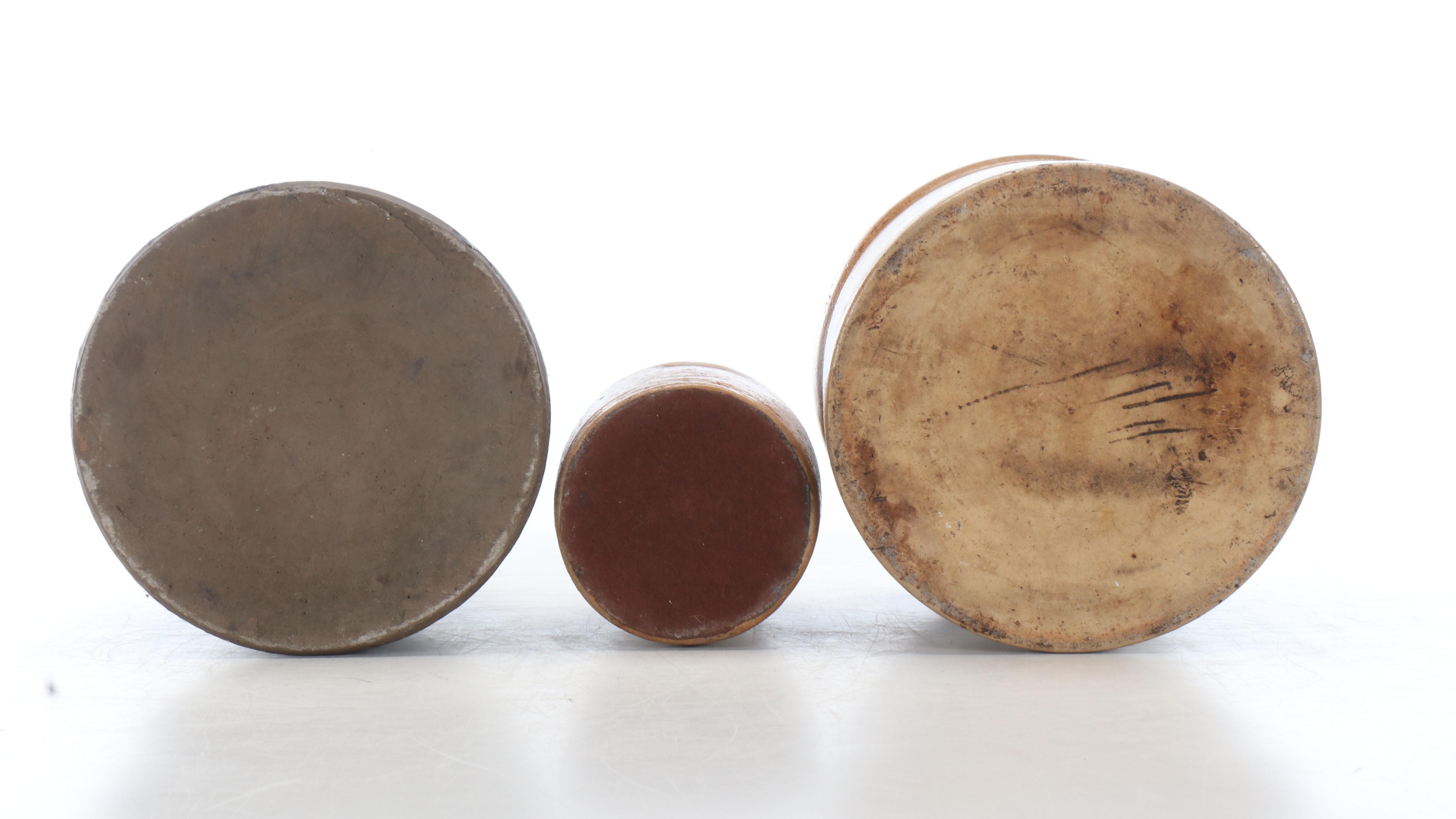 American Two-Gallon Stoneware Jug with Wax Sealer Jar Lamp and Other Crock