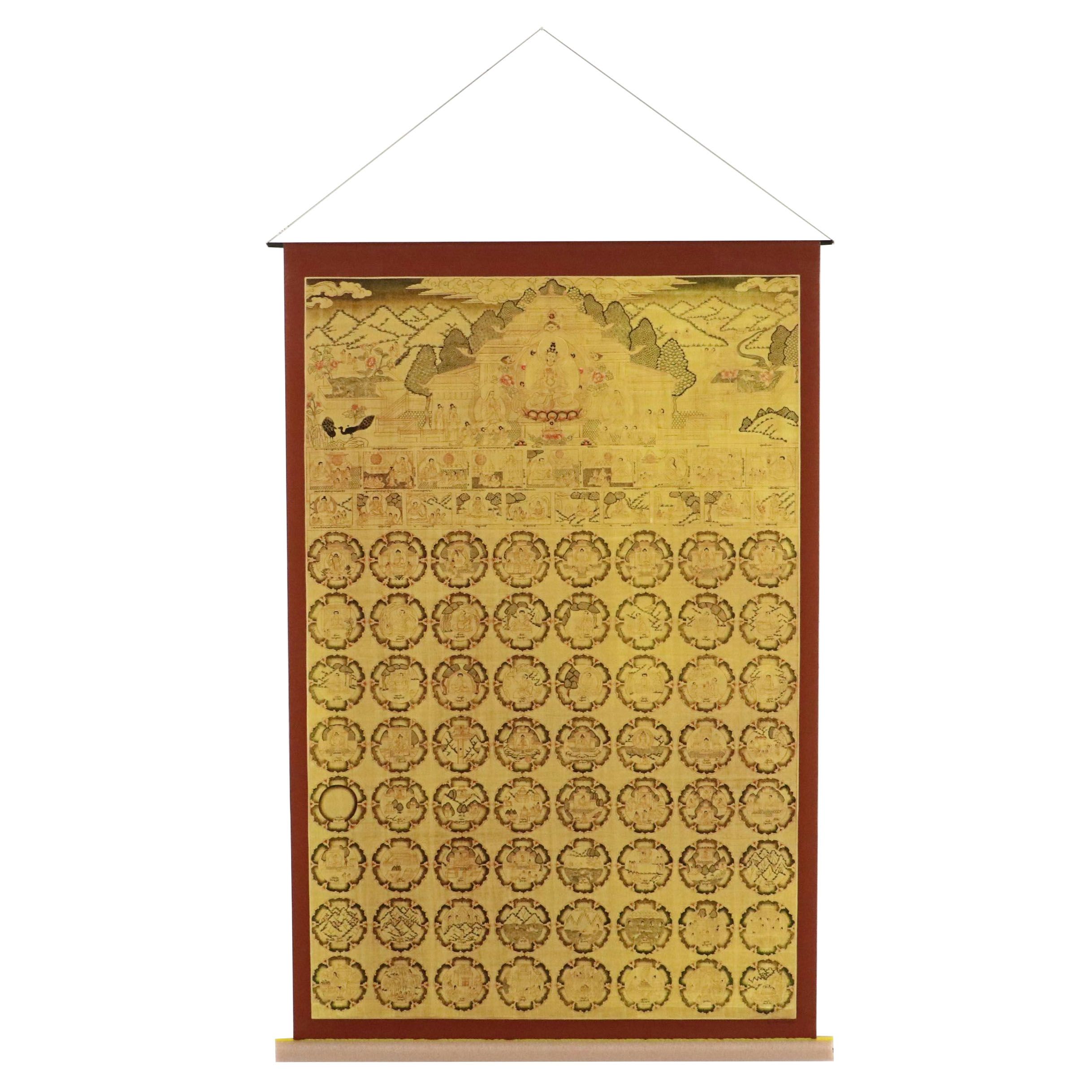 Digital Print on Fabric Scroll After Tibetan Buddhist Thangka Painting