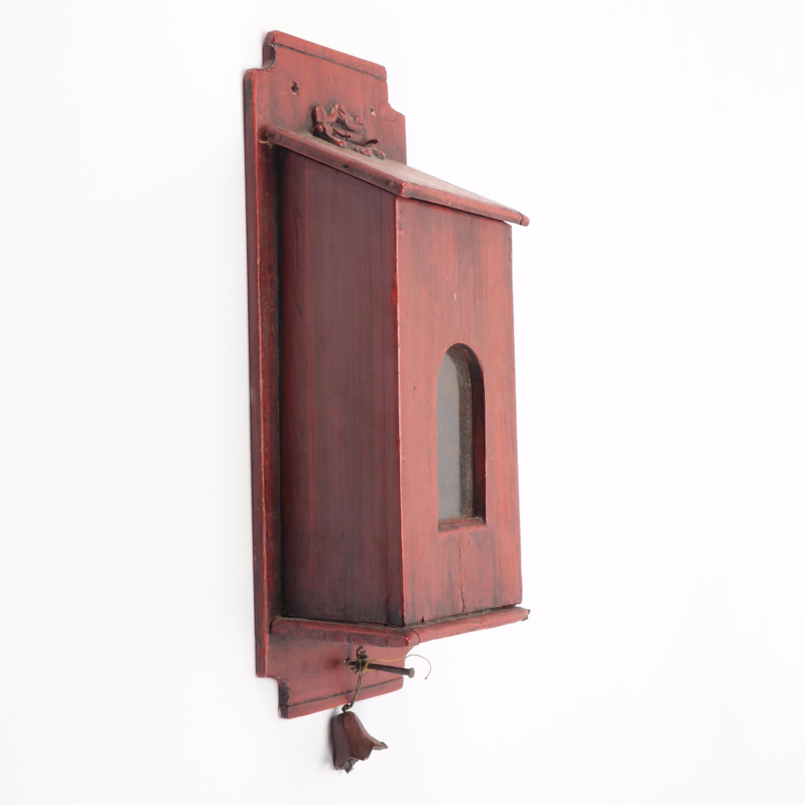 Antique Wooden Mailbox with Bell