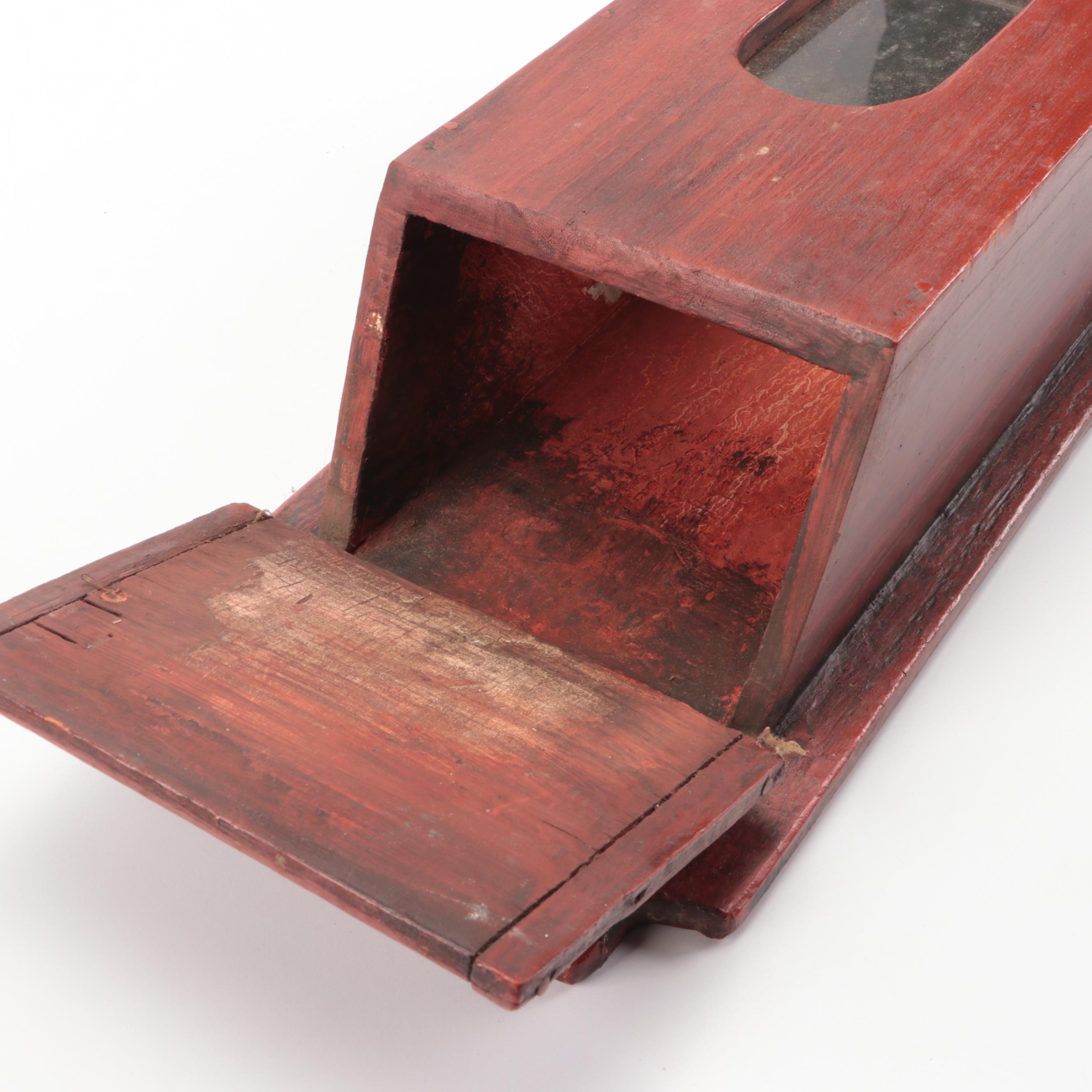 Antique Wooden Mailbox with Bell