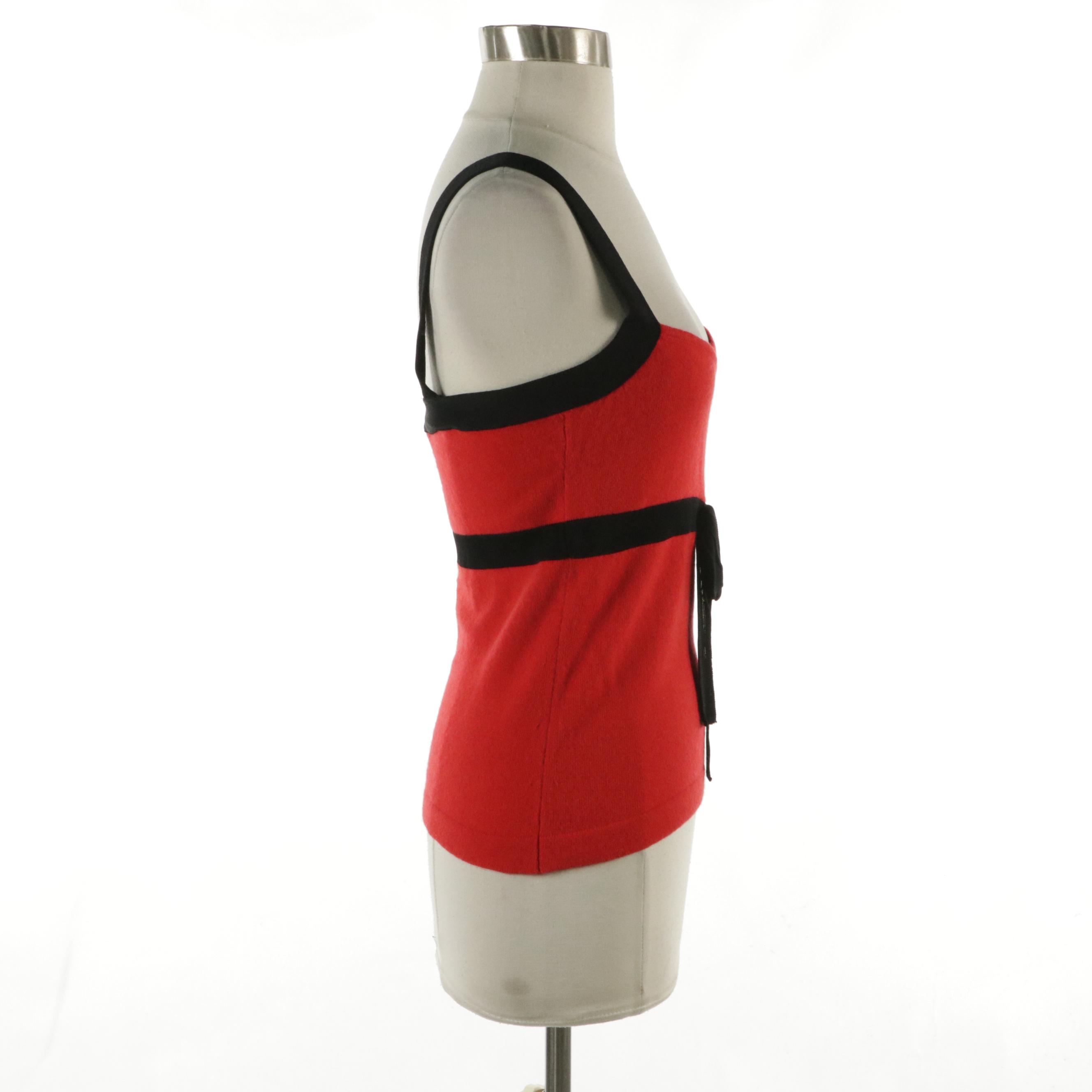 Valentino Roma Red and Black Cashmere Blend Tank Top
