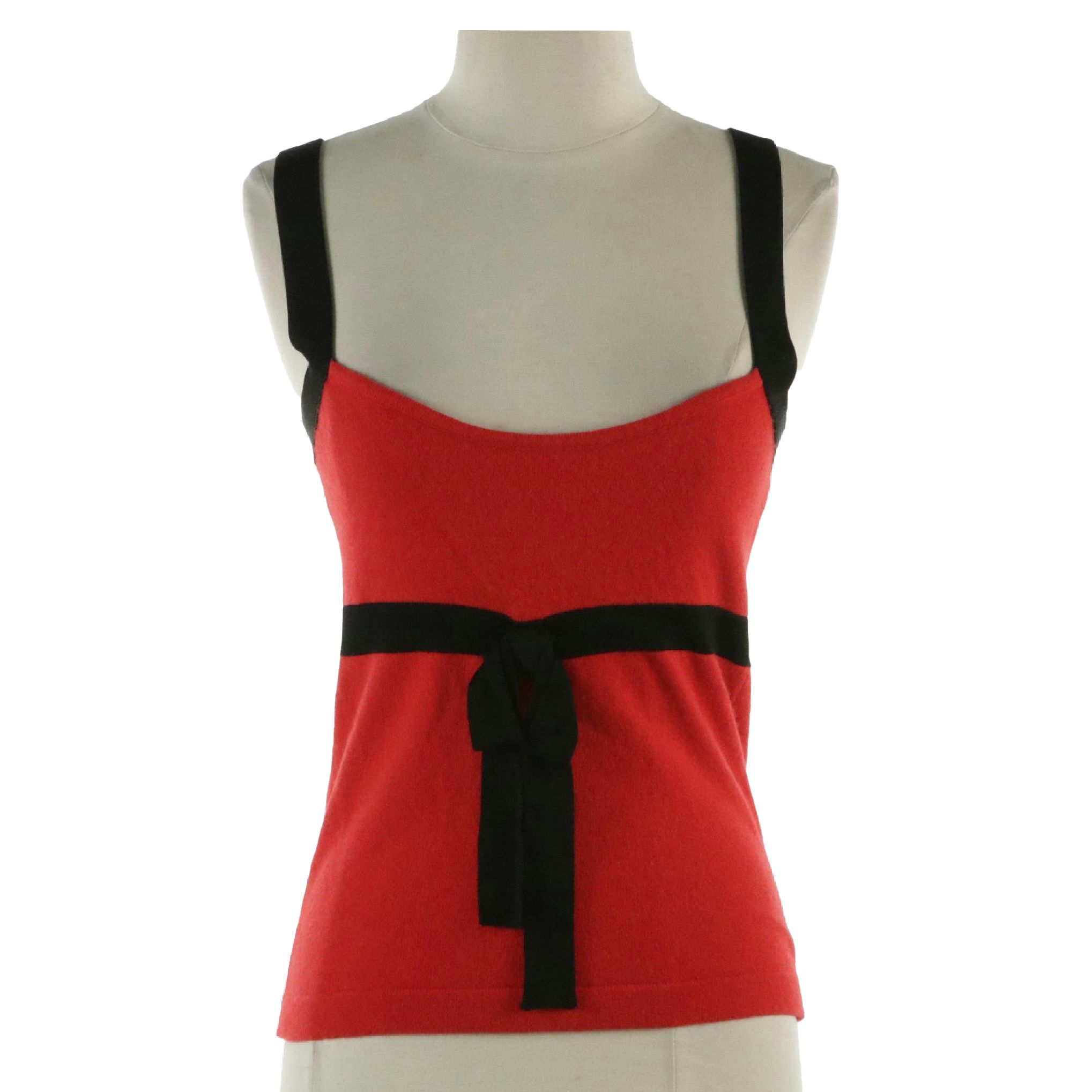 Valentino Roma Red and Black Cashmere Blend Tank Top