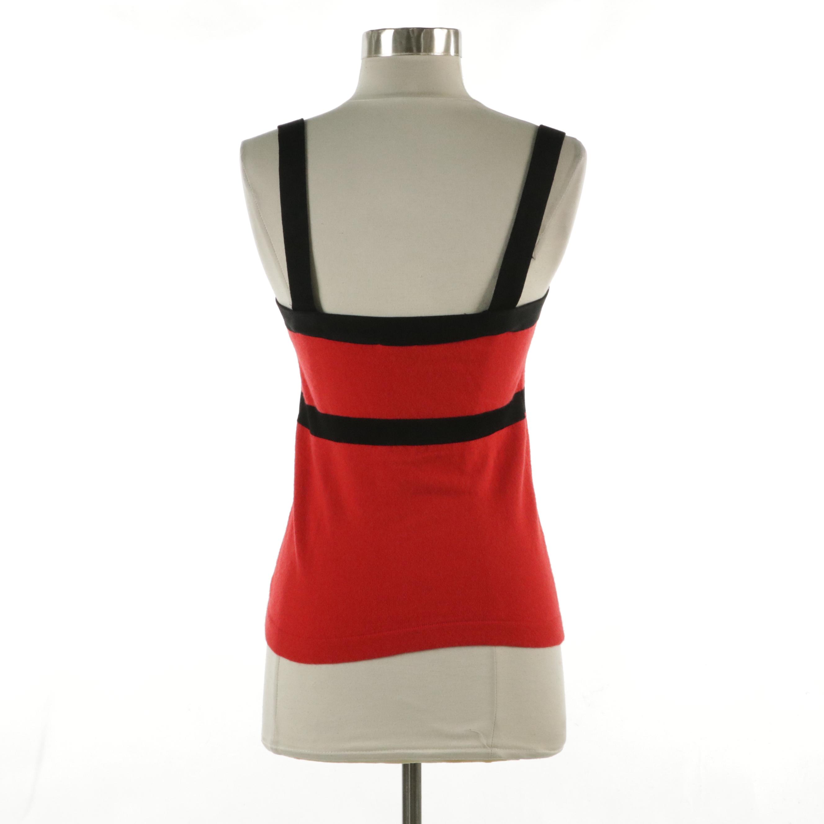 Valentino Roma Red and Black Cashmere Blend Tank Top