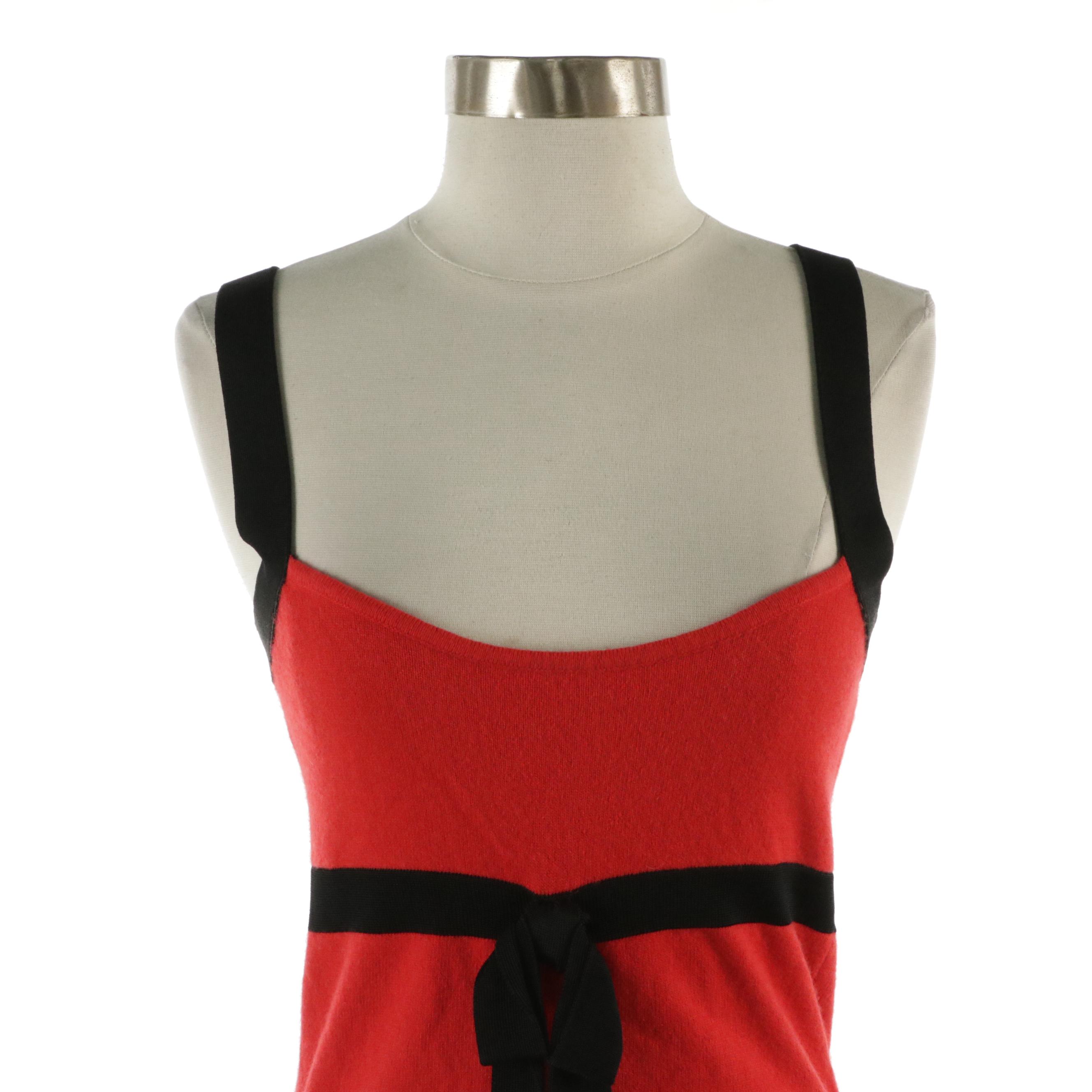 Valentino Roma Red and Black Cashmere Blend Tank Top