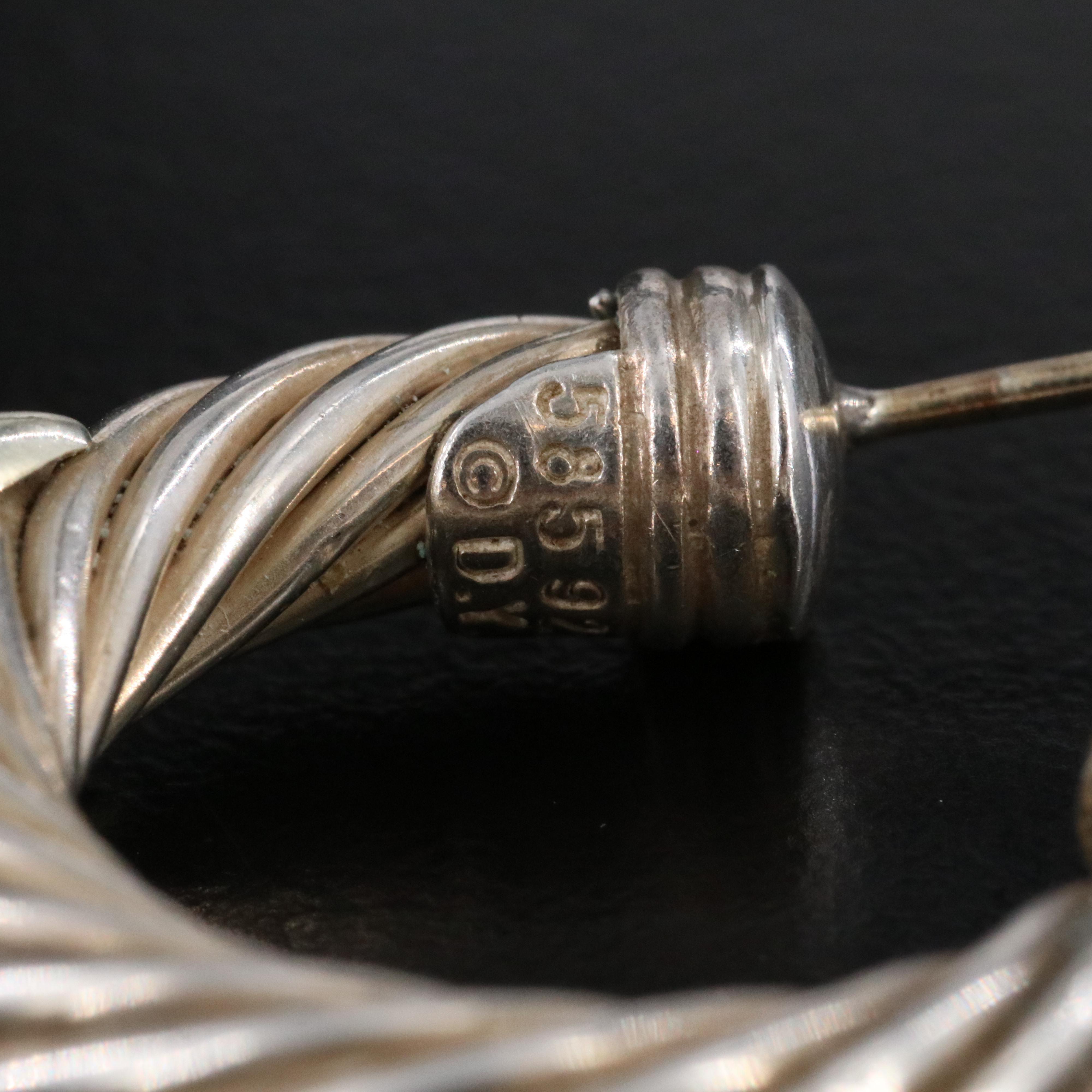 David Yurman Sterling 14K X Cable Classic Hoop Earrings