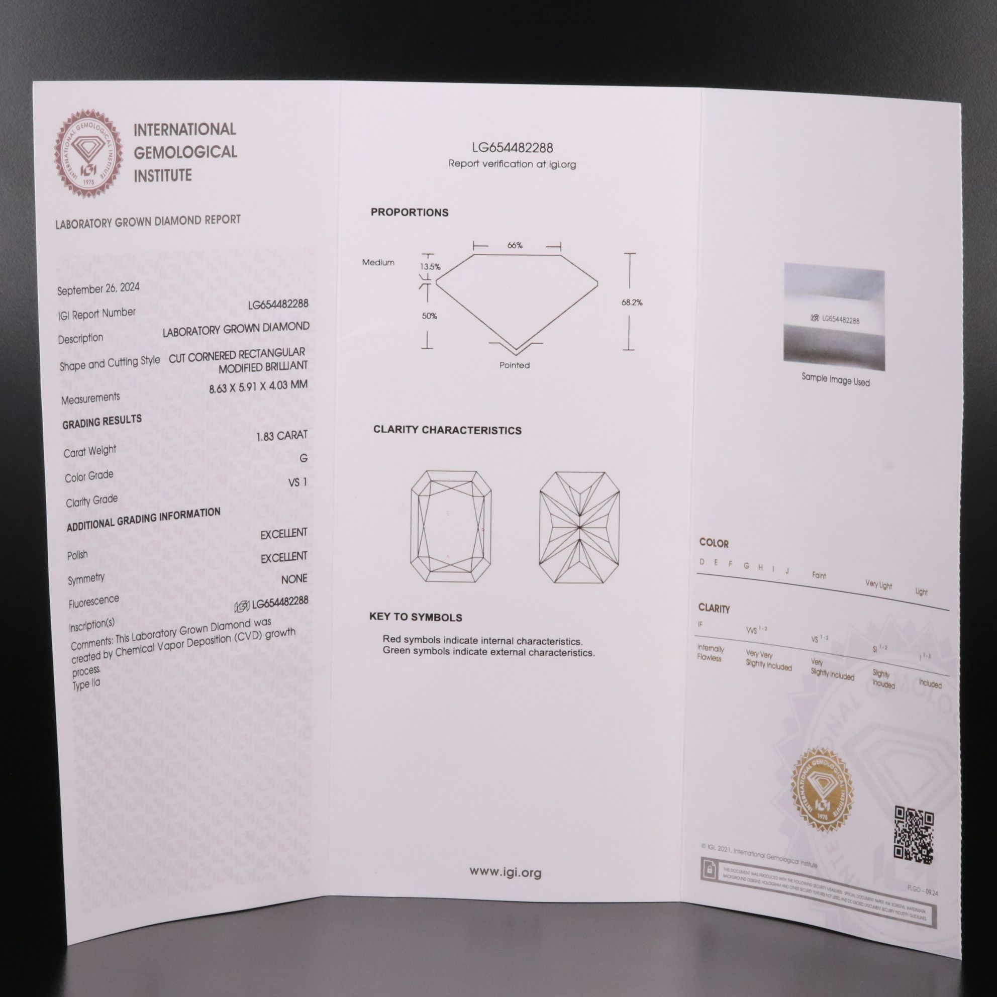 Loose 1.83 CT Lab Grown Diamond with IGI Report