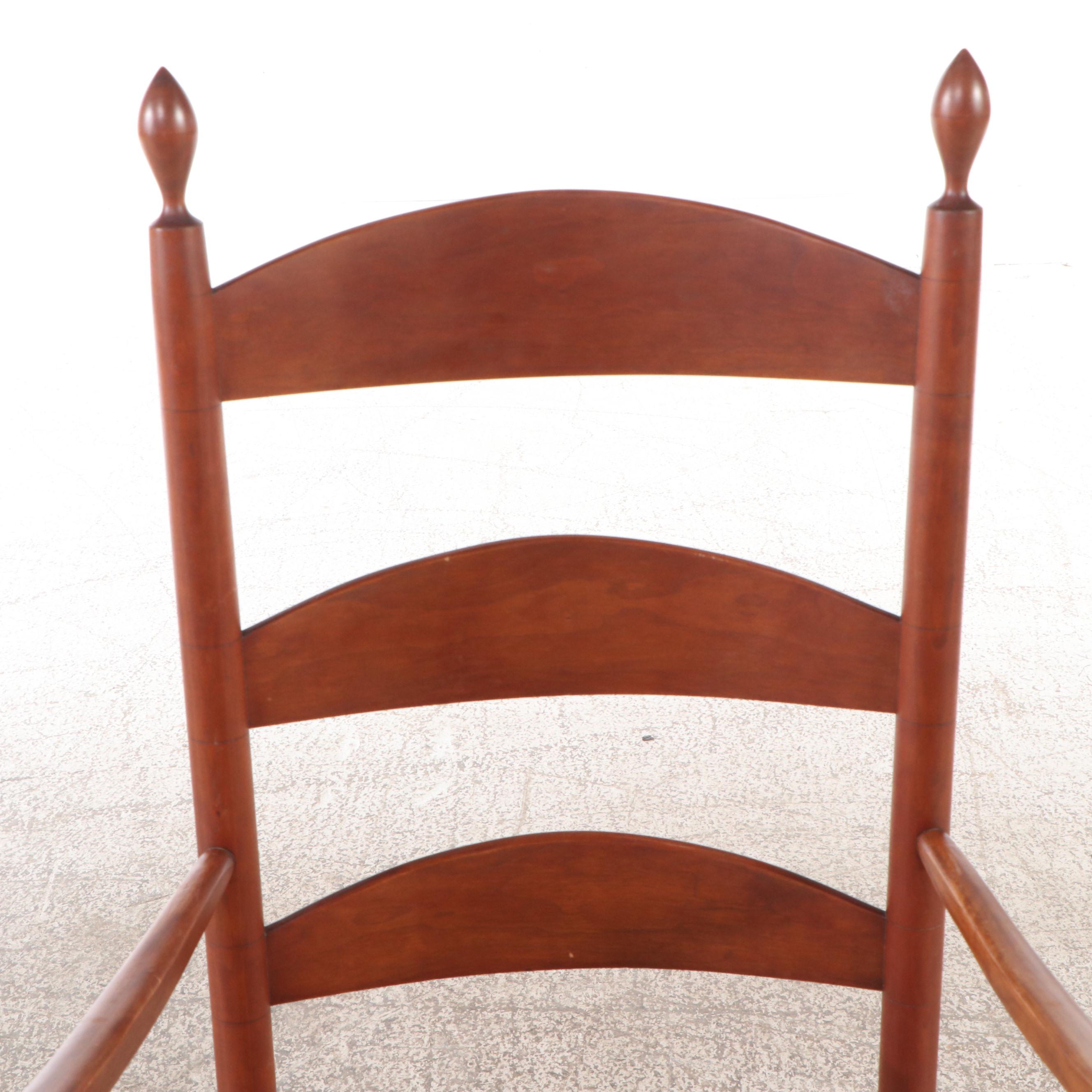 Shaker Style Wooden Ladder-Back Rocking Chair