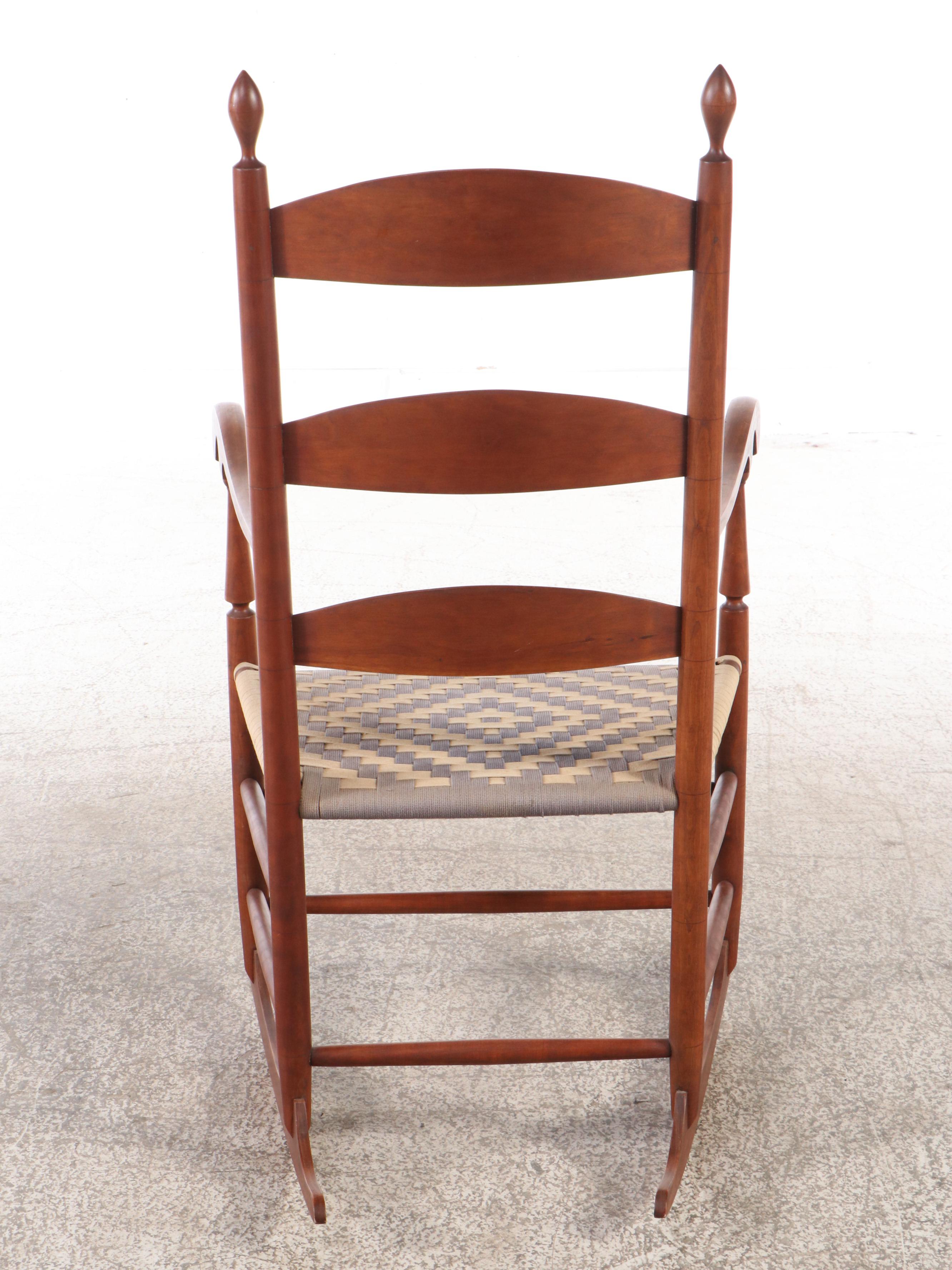 Shaker Style Wooden Ladder-Back Rocking Chair