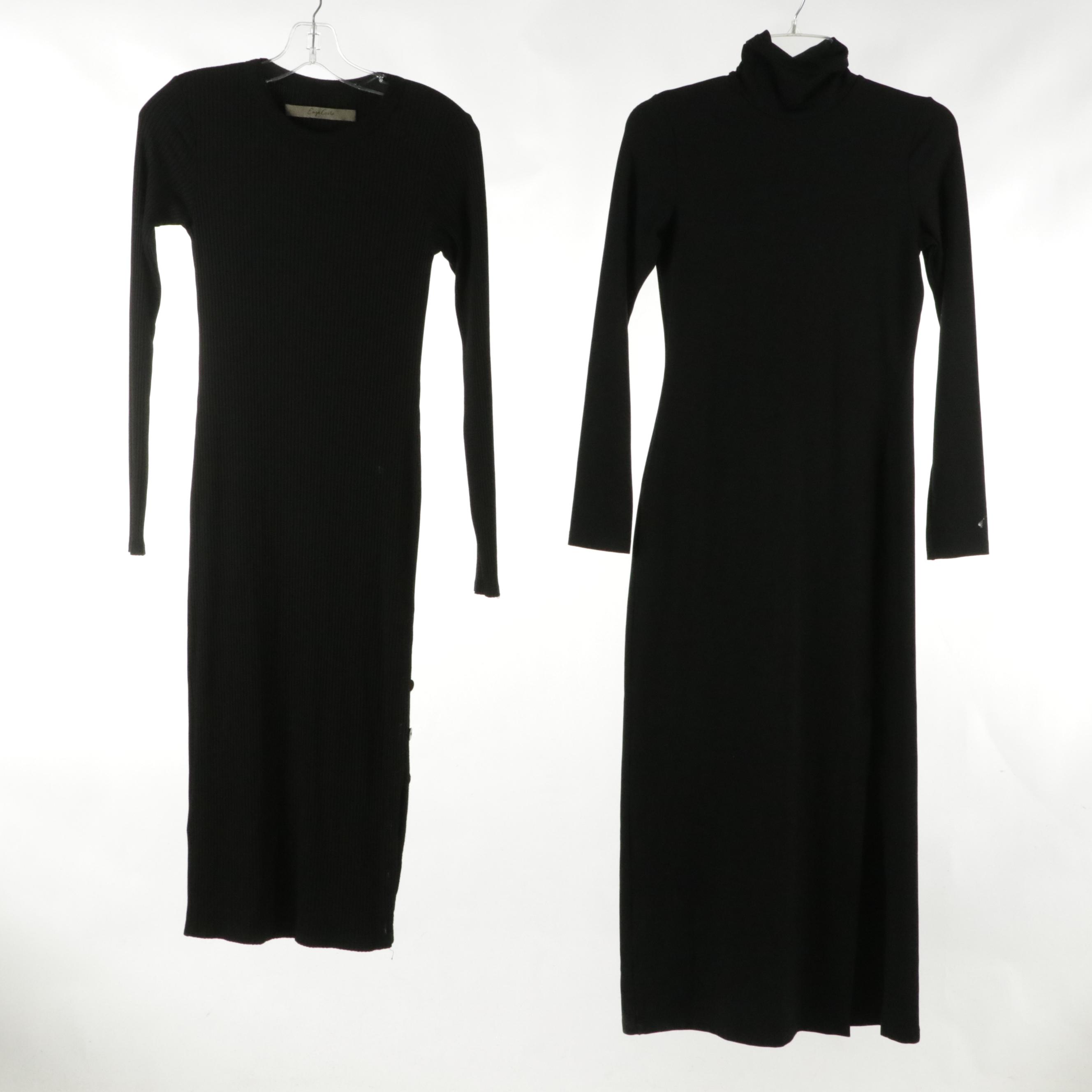 Turtleneck Maxi Dresses, Rib Knit Midi Dress, Maxi Cardigan Featuring Enza Costa