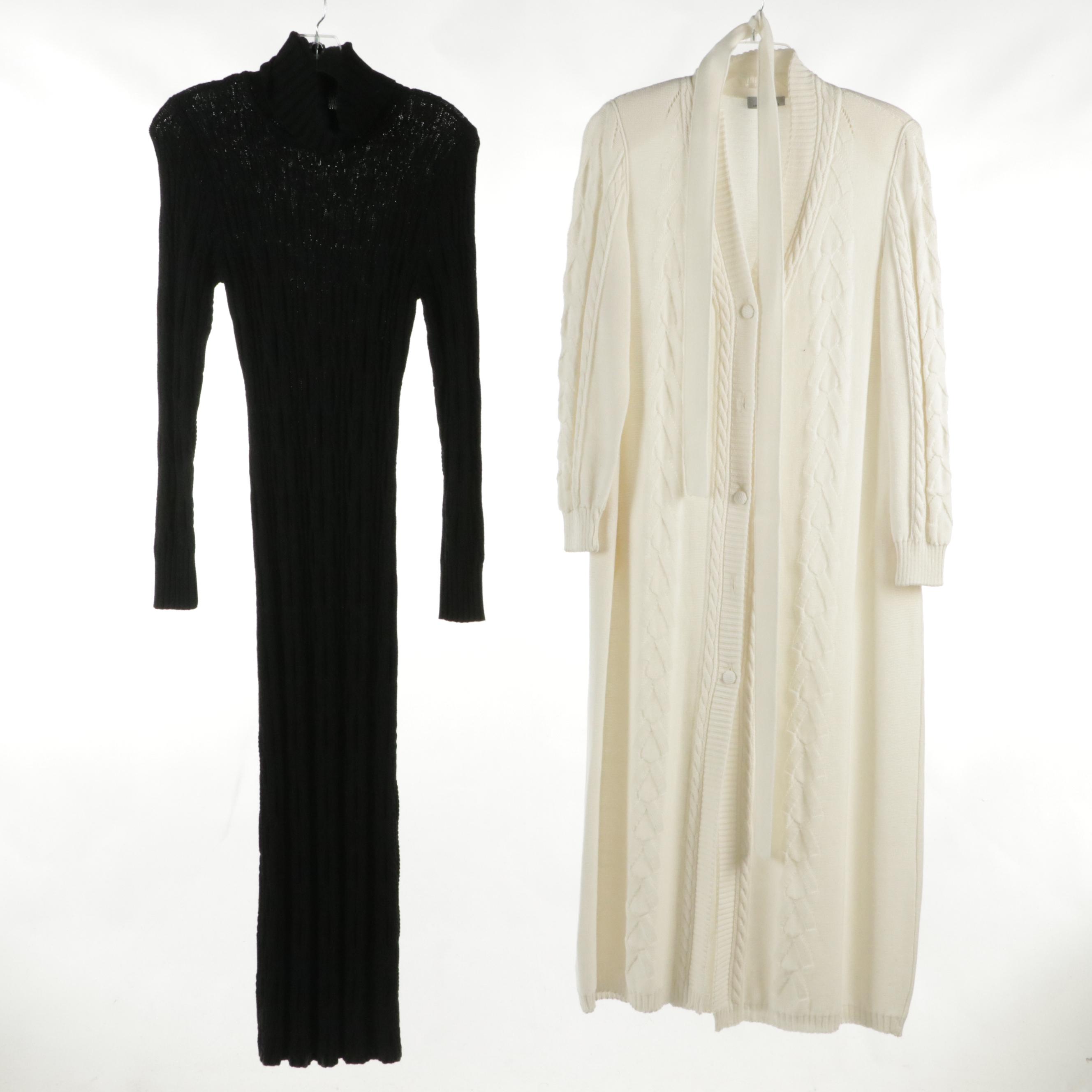 Turtleneck Maxi Dresses, Rib Knit Midi Dress, Maxi Cardigan Featuring Enza Costa