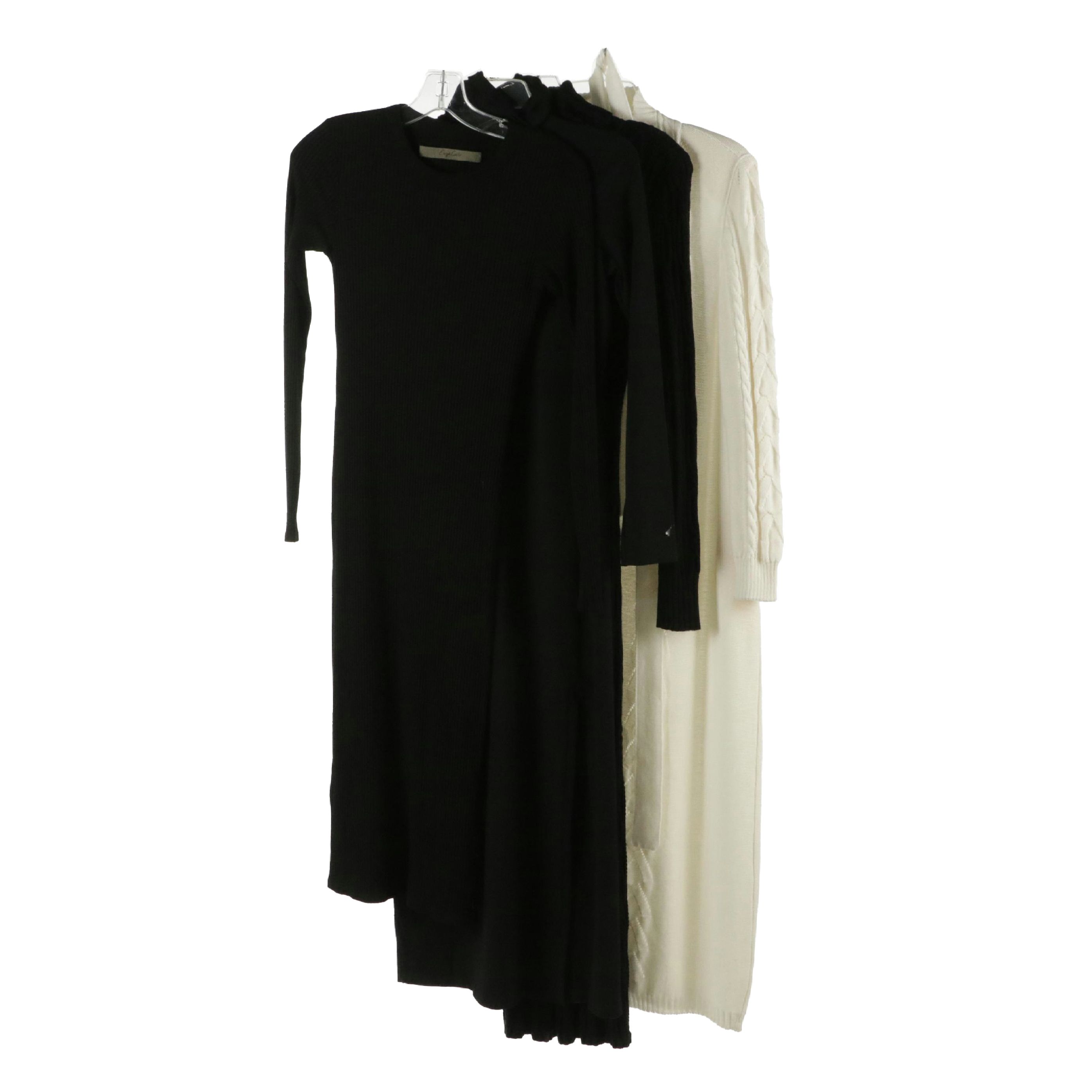Turtleneck Maxi Dresses, Rib Knit Midi Dress, Maxi Cardigan Featuring Enza Costa