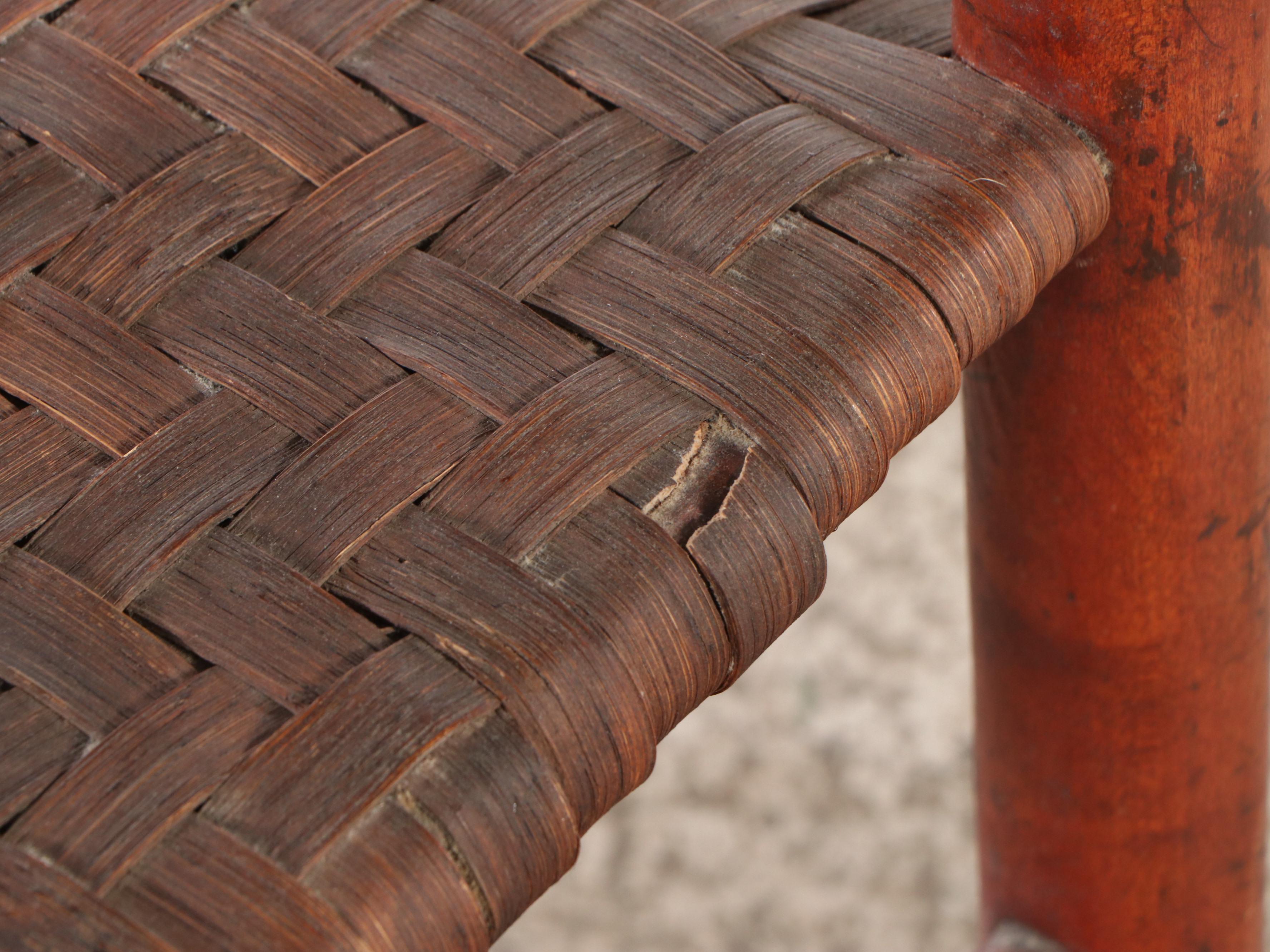 Pair of Ladder Back Wooden Side Chairs with Woven Seats