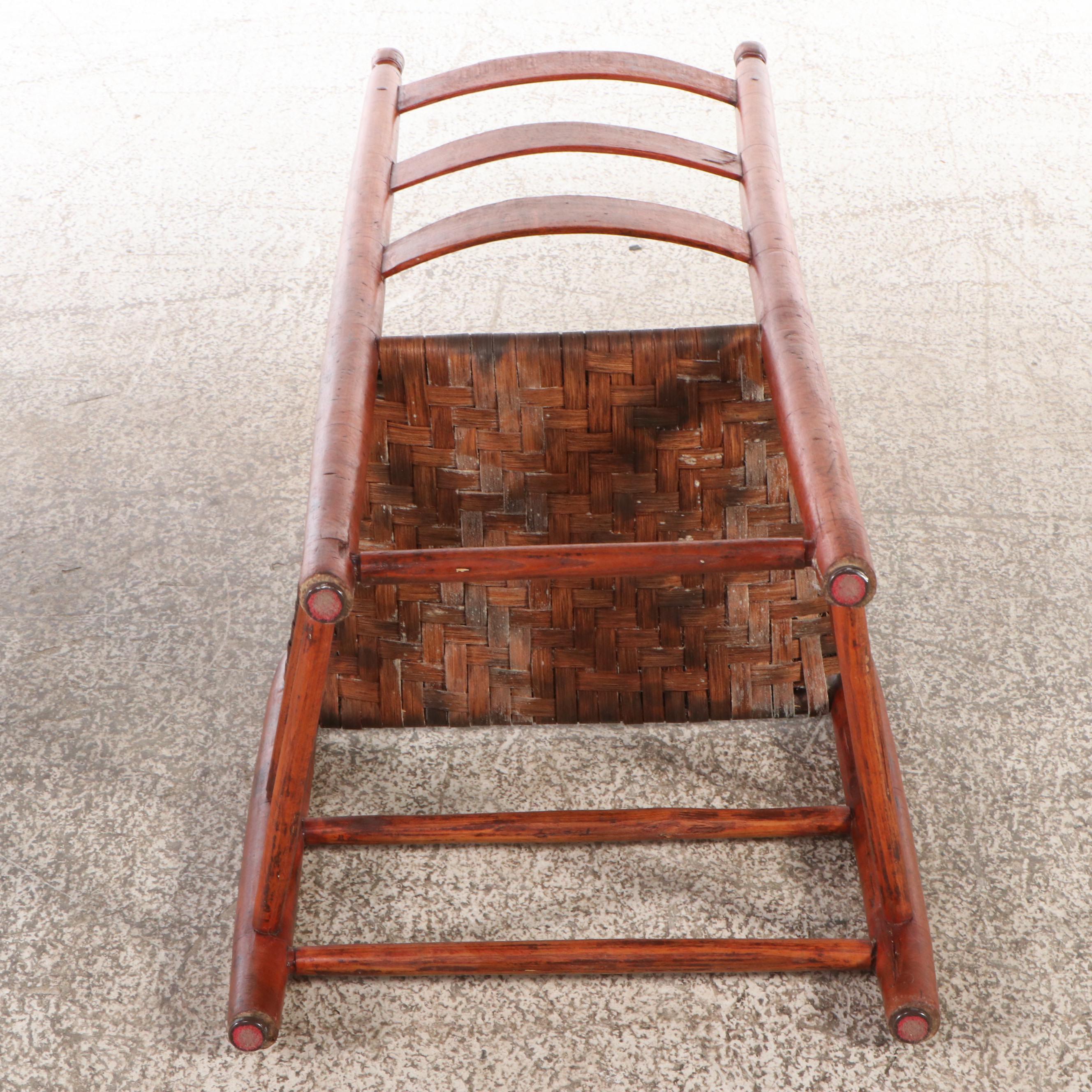 Pair of Ladder Back Wooden Side Chairs with Woven Seats