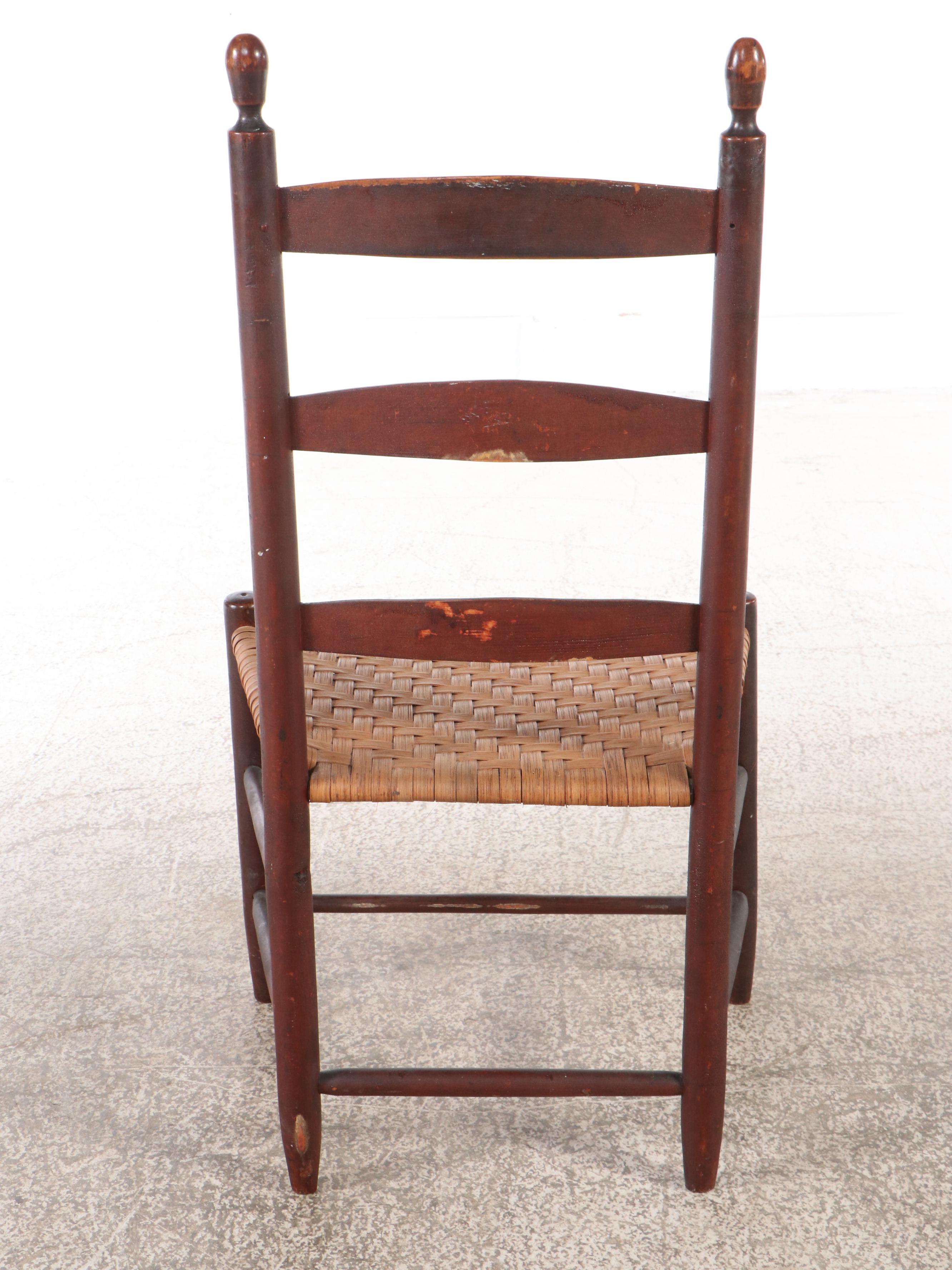 Pair of Ladder Back Wooden Side Chairs with Woven Seats
