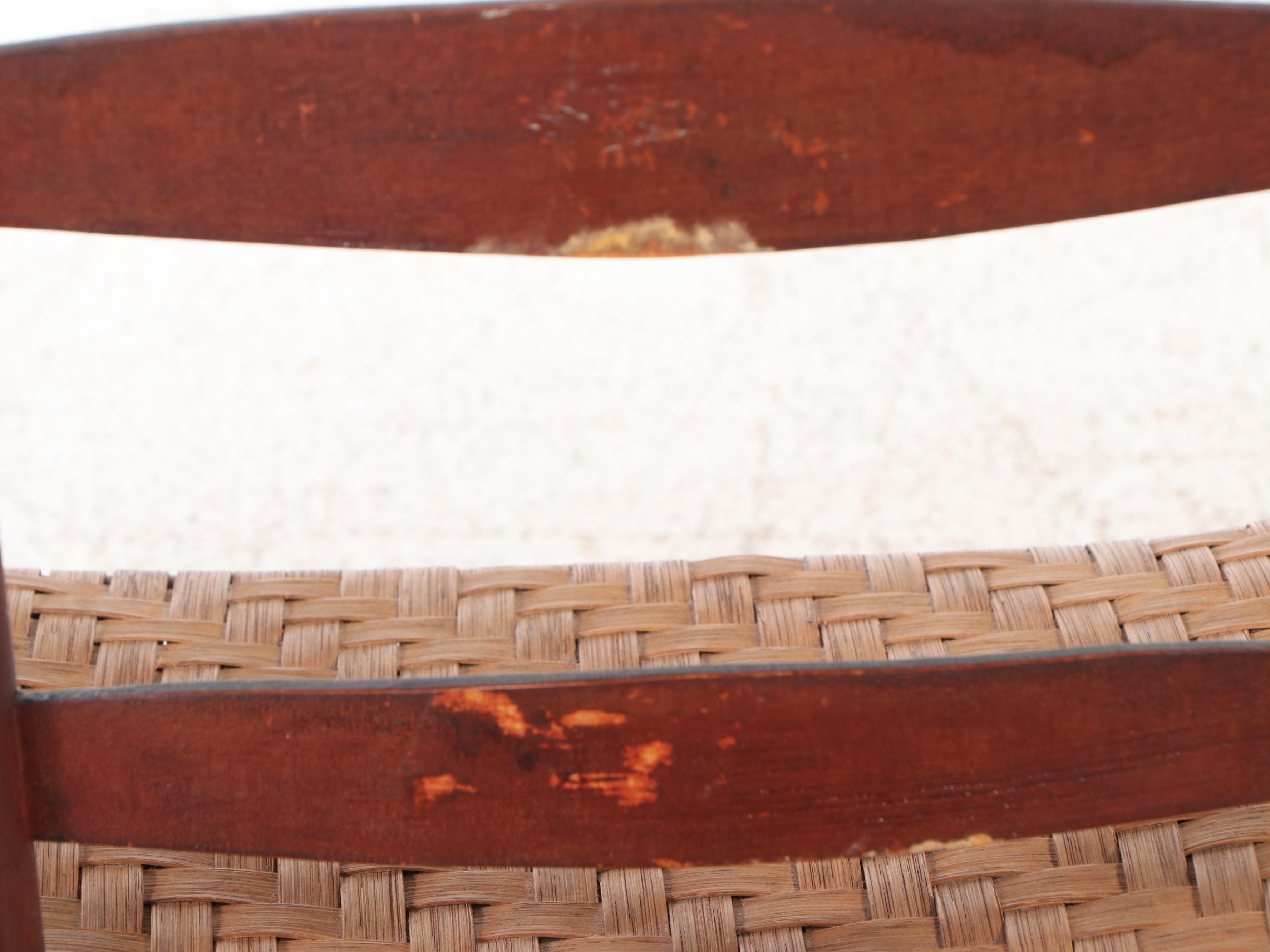 Pair of Ladder Back Wooden Side Chairs with Woven Seats