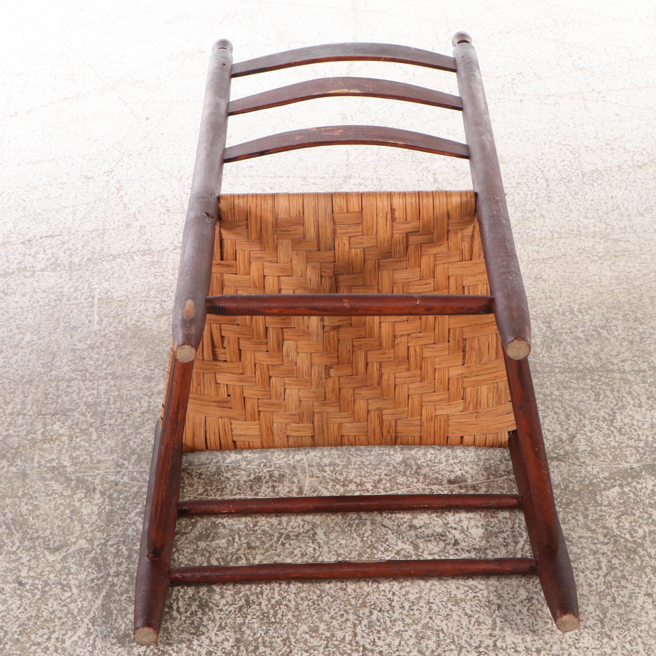 Pair of Ladder Back Wooden Side Chairs with Woven Seats