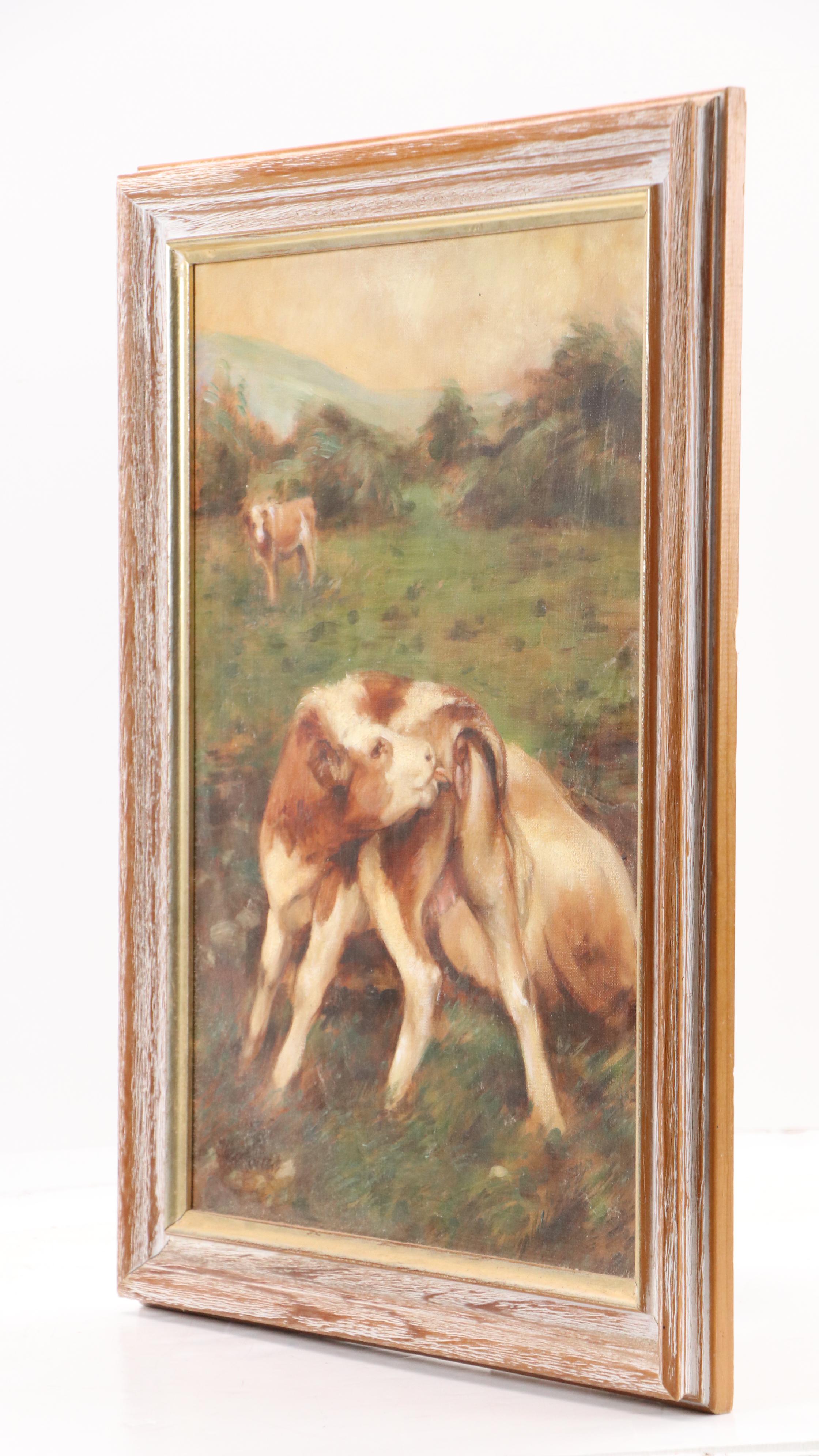 Landscape Oil Painting of Cow