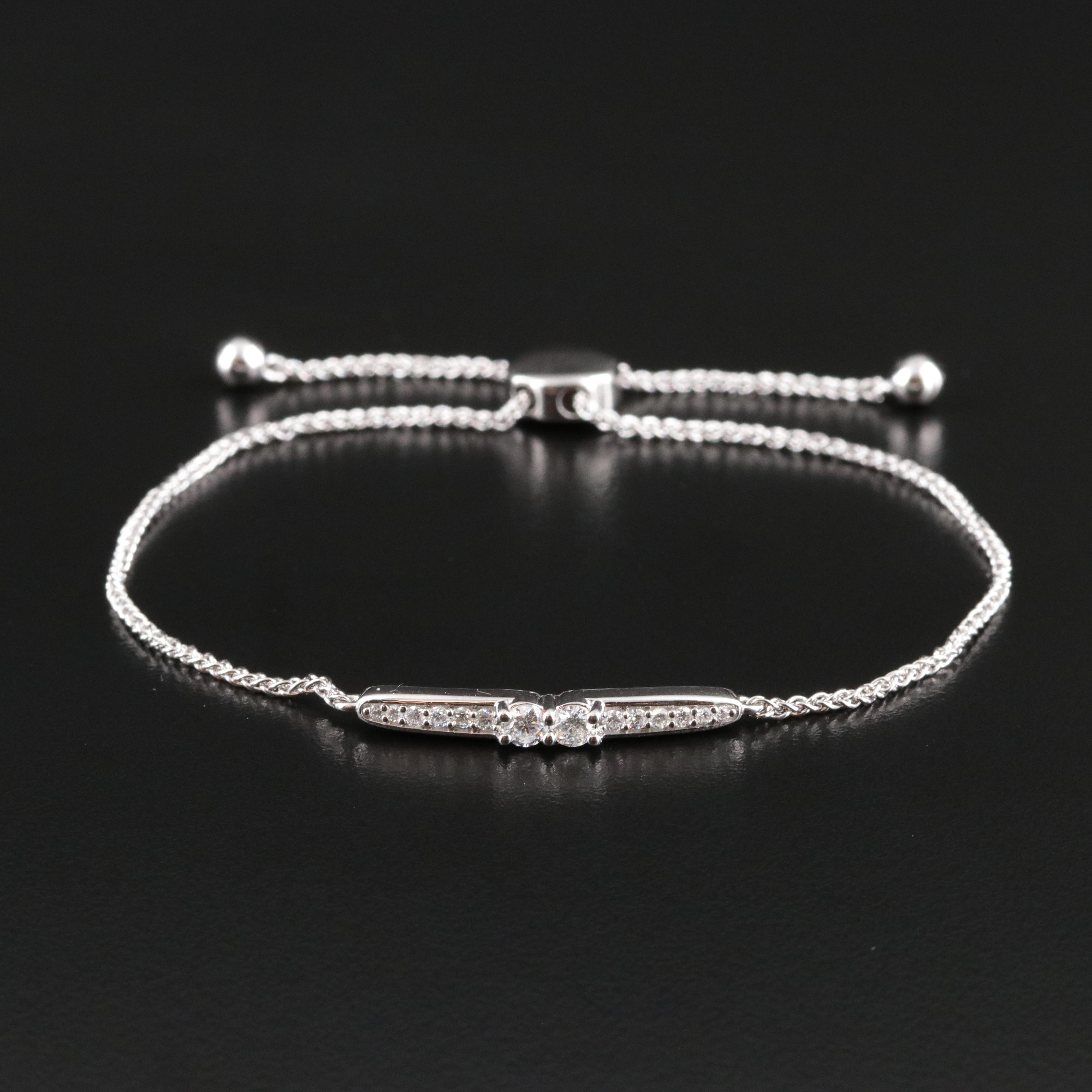 Sterling Diamond Bolo Bracelet