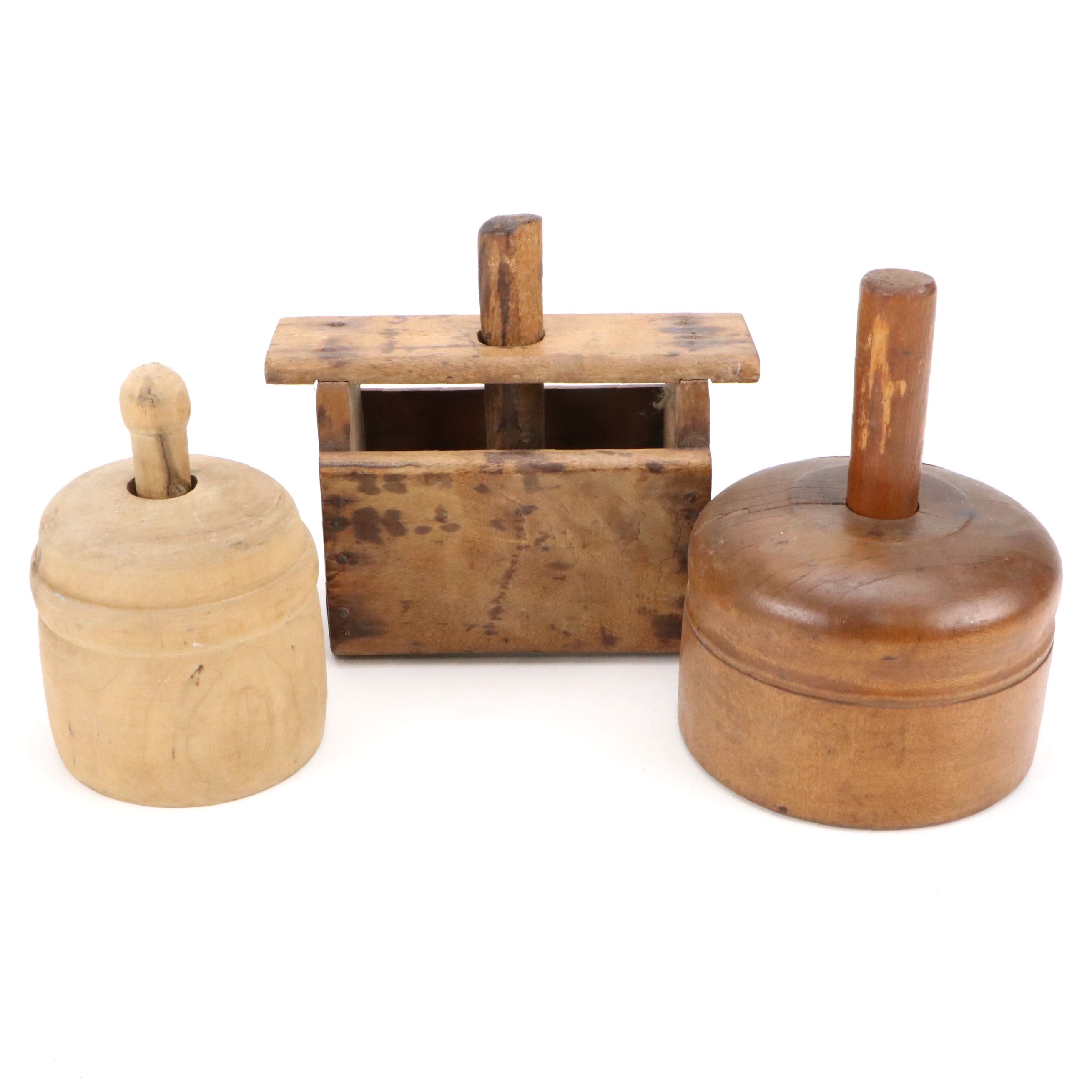 Primitive Style Carved Wood Butter Molds