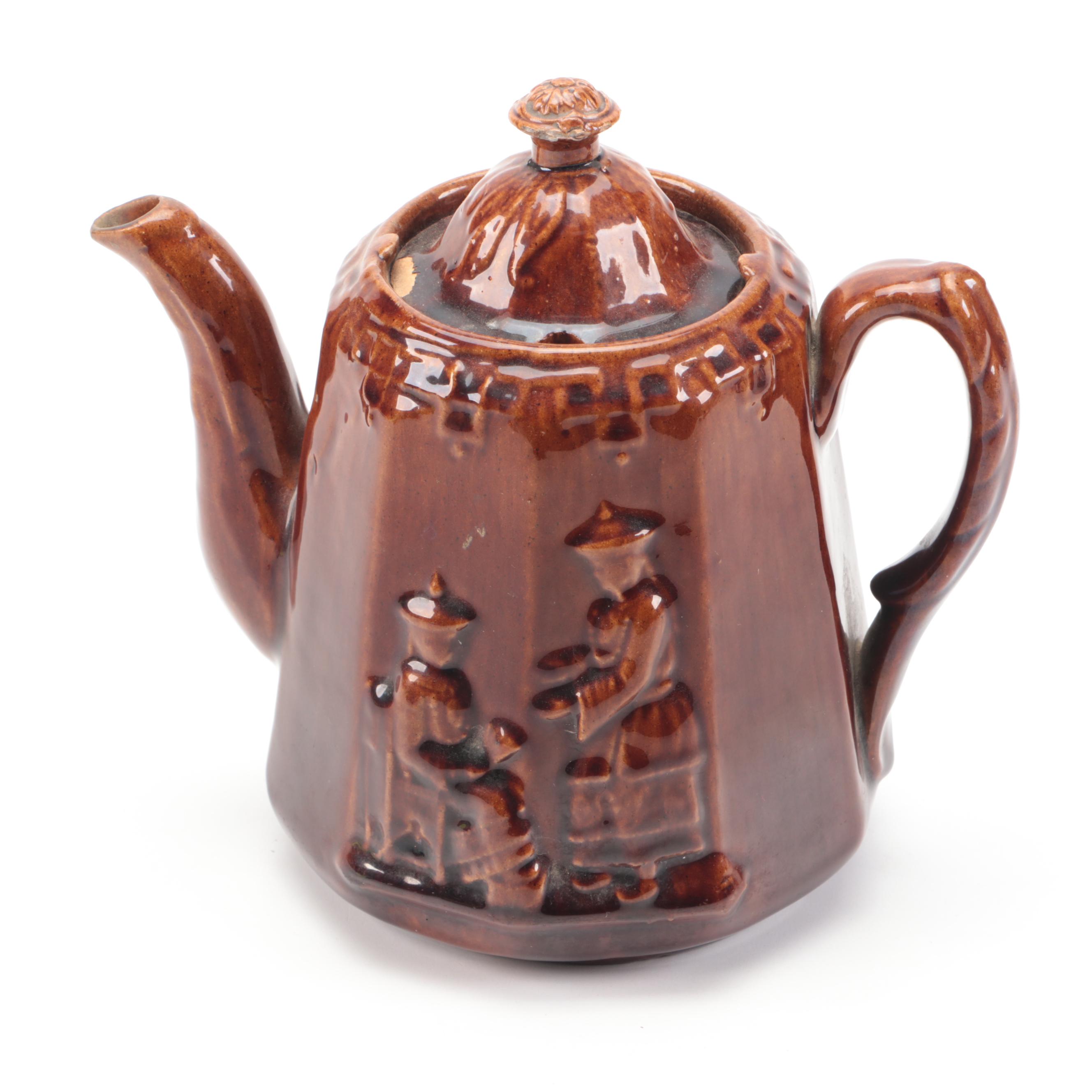 Rockingham Glaze "Rebecca at the Well" and Other Earthenware Teapots