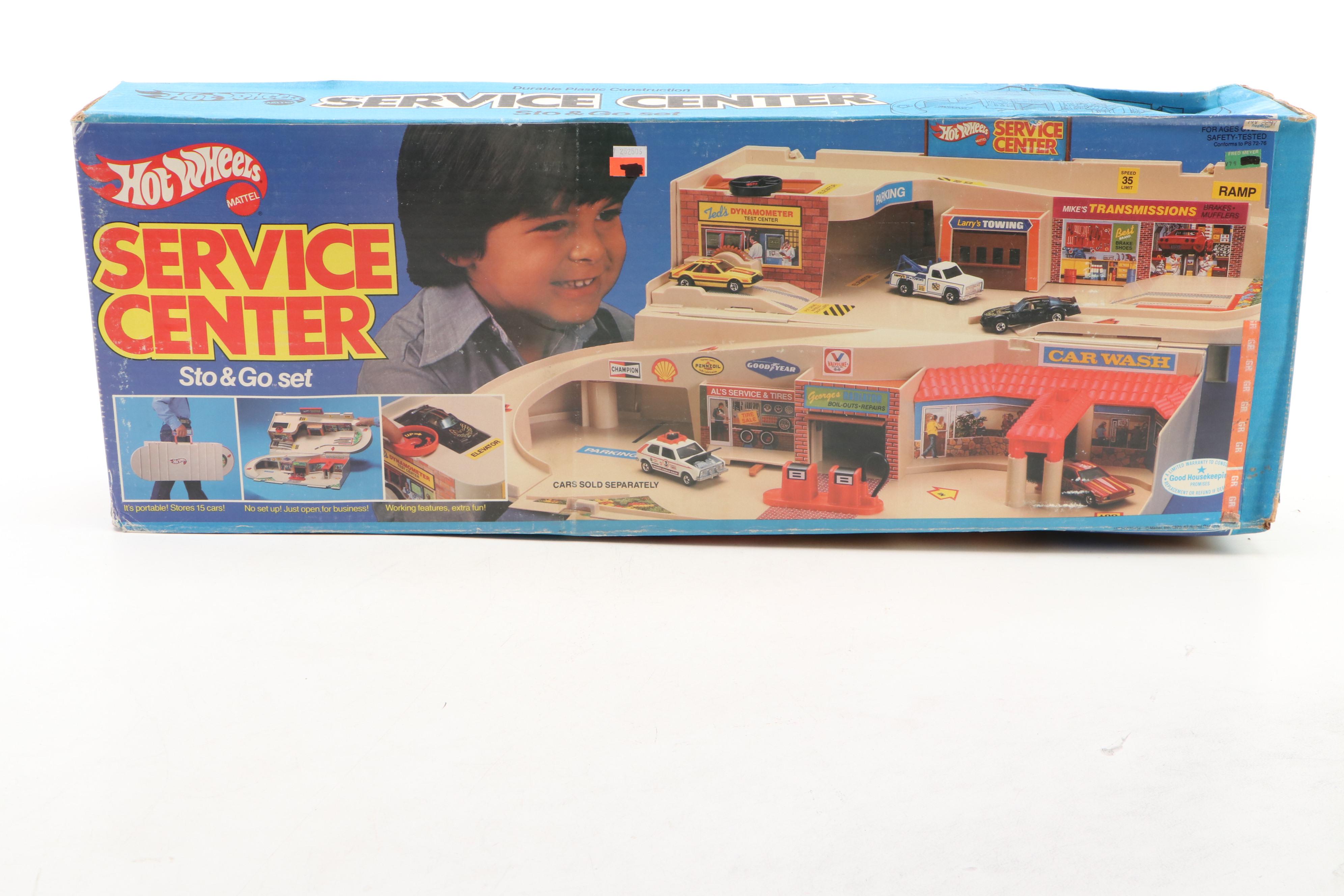 Hot Wheels "Service Center" with Other Toy Car Sets, Late 20th Century