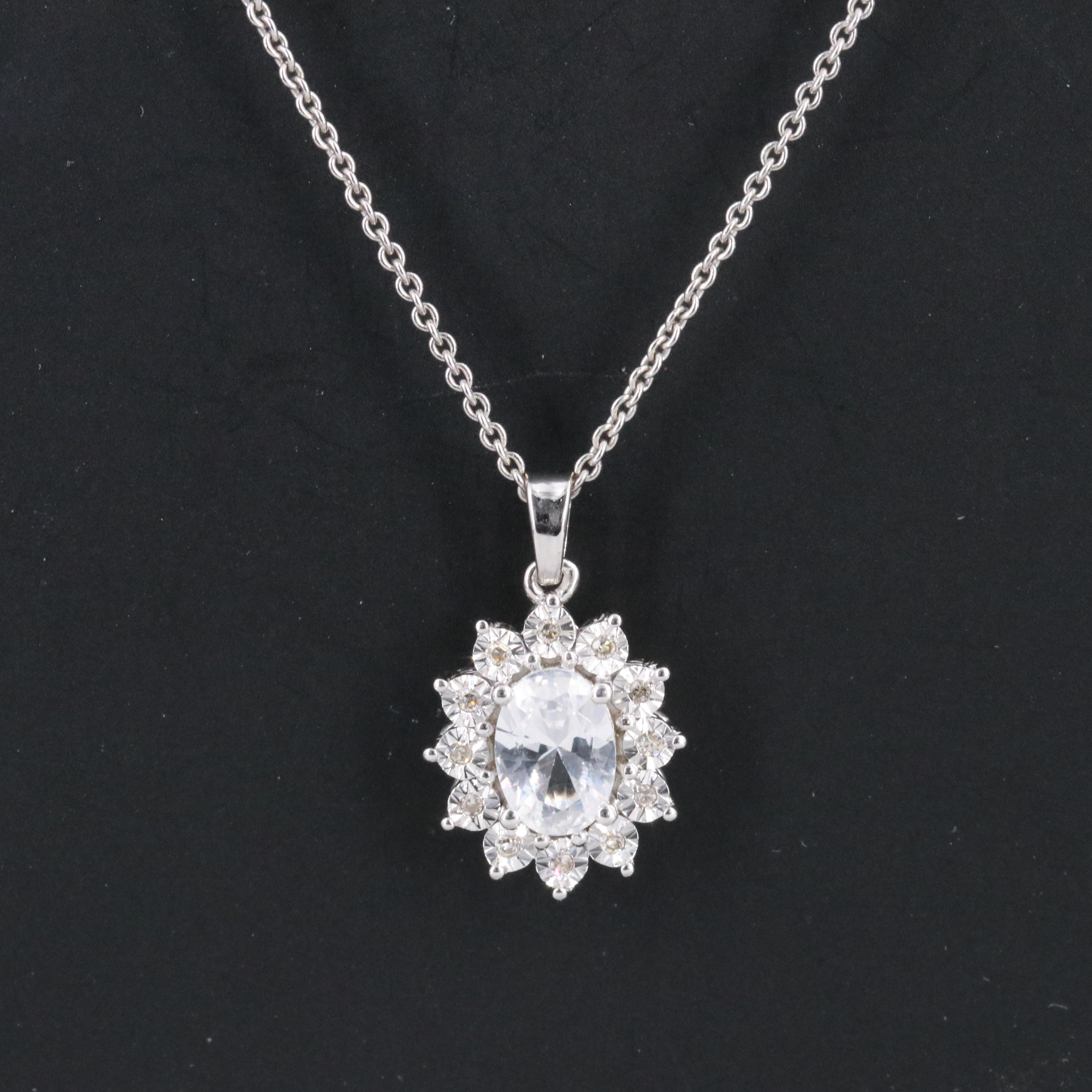 Sterling White Sapphire Pendant Necklace