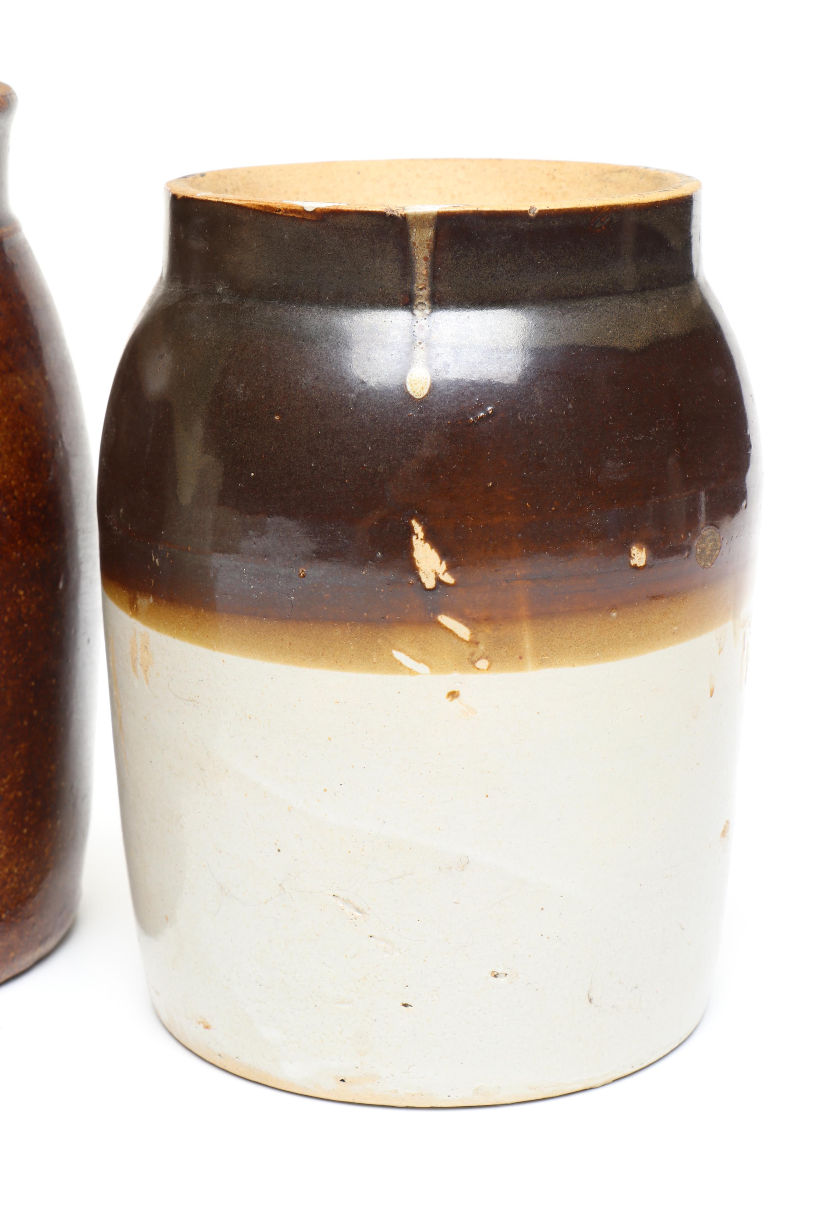 Monmouth Pottery with Other Bean Pots and Two-Tone Canning Crocks