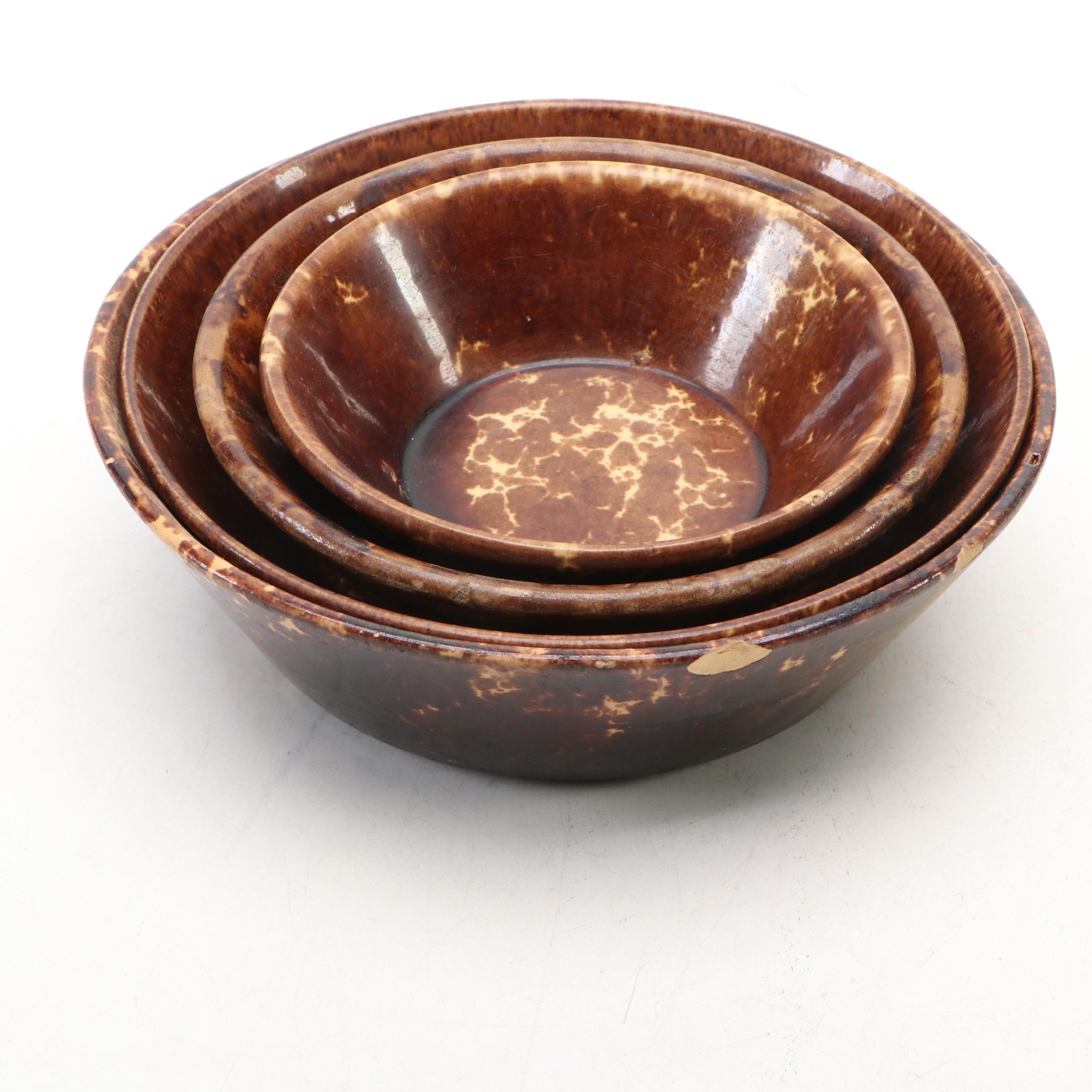Bennington Rockingham Glazed Ceramic Bowls, 19th Century