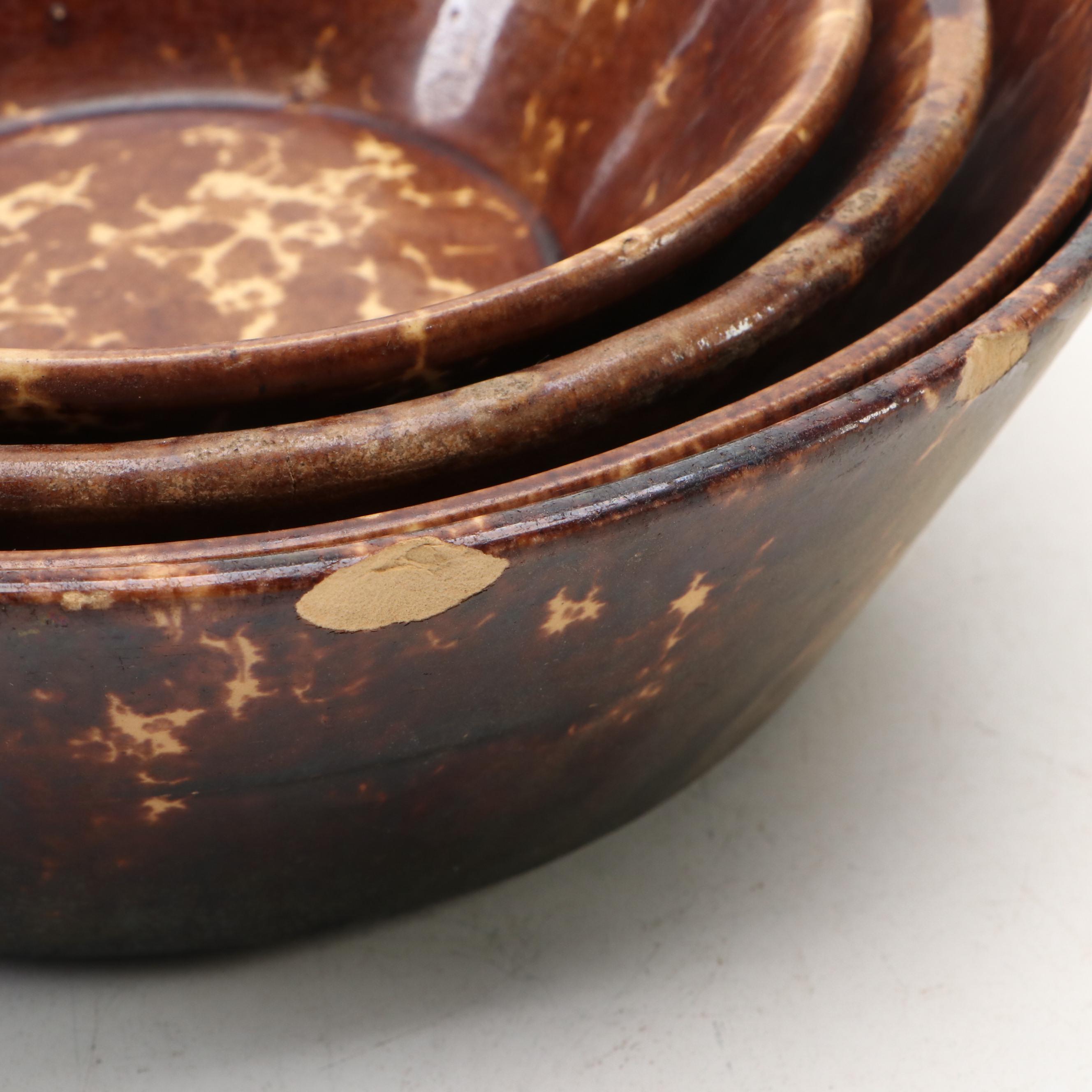 Bennington Rockingham Glazed Ceramic Bowls, 19th Century