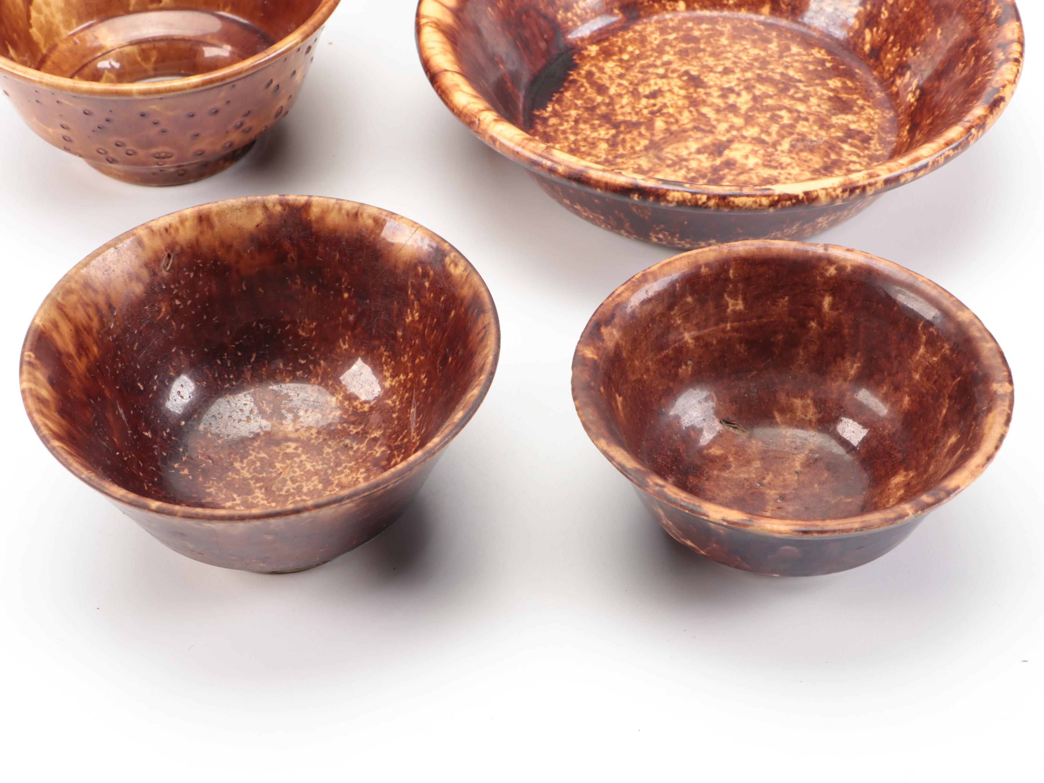 Rockingham Glaze Earthenware Bowls and Serving Dishes