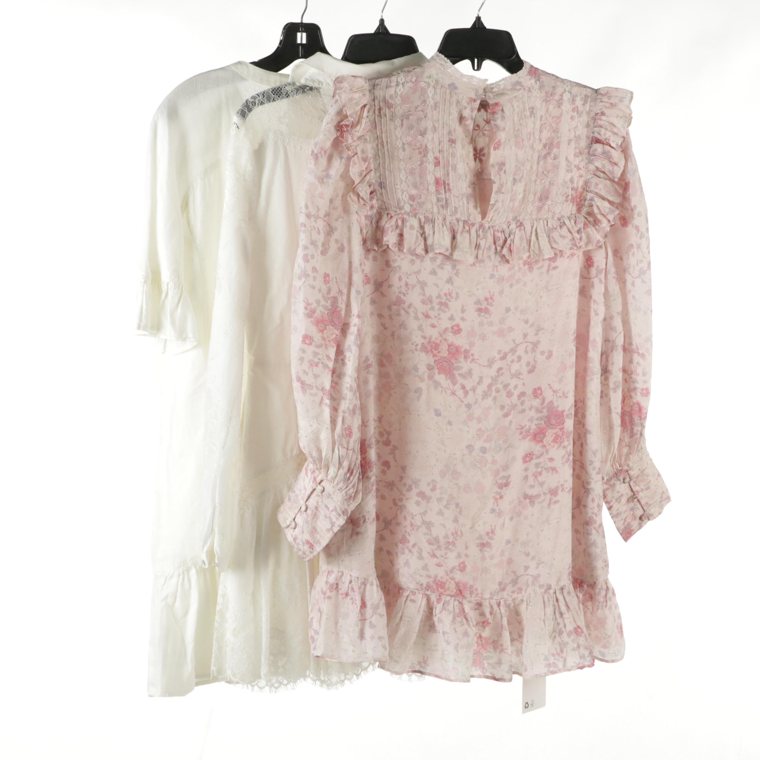 Joie Ruffled Linen Dress, Self-Portrait Lace Paneled Cotton Shirt Dress, More