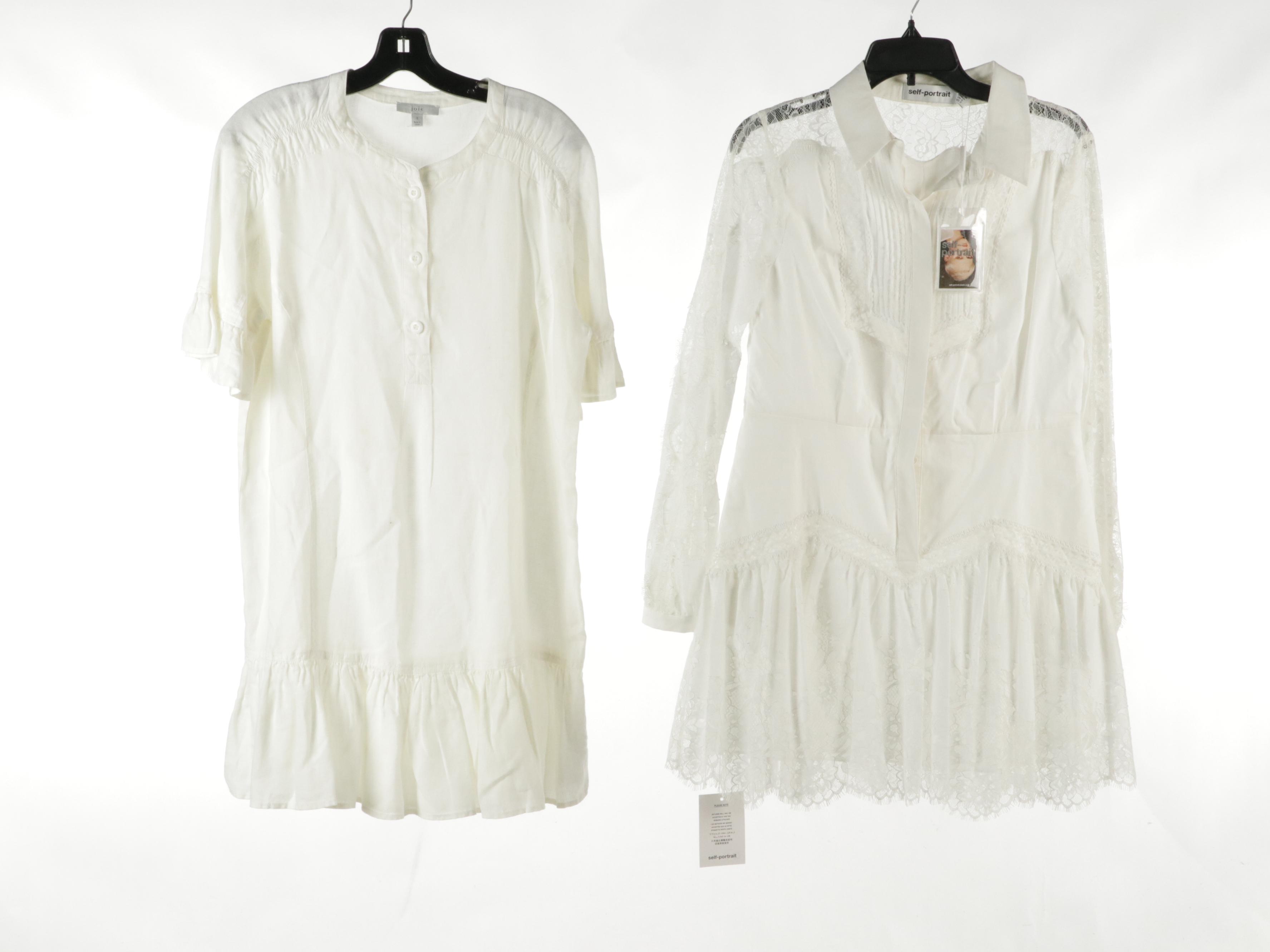 Joie Ruffled Linen Dress, Self-Portrait Lace Paneled Cotton Shirt Dress, More