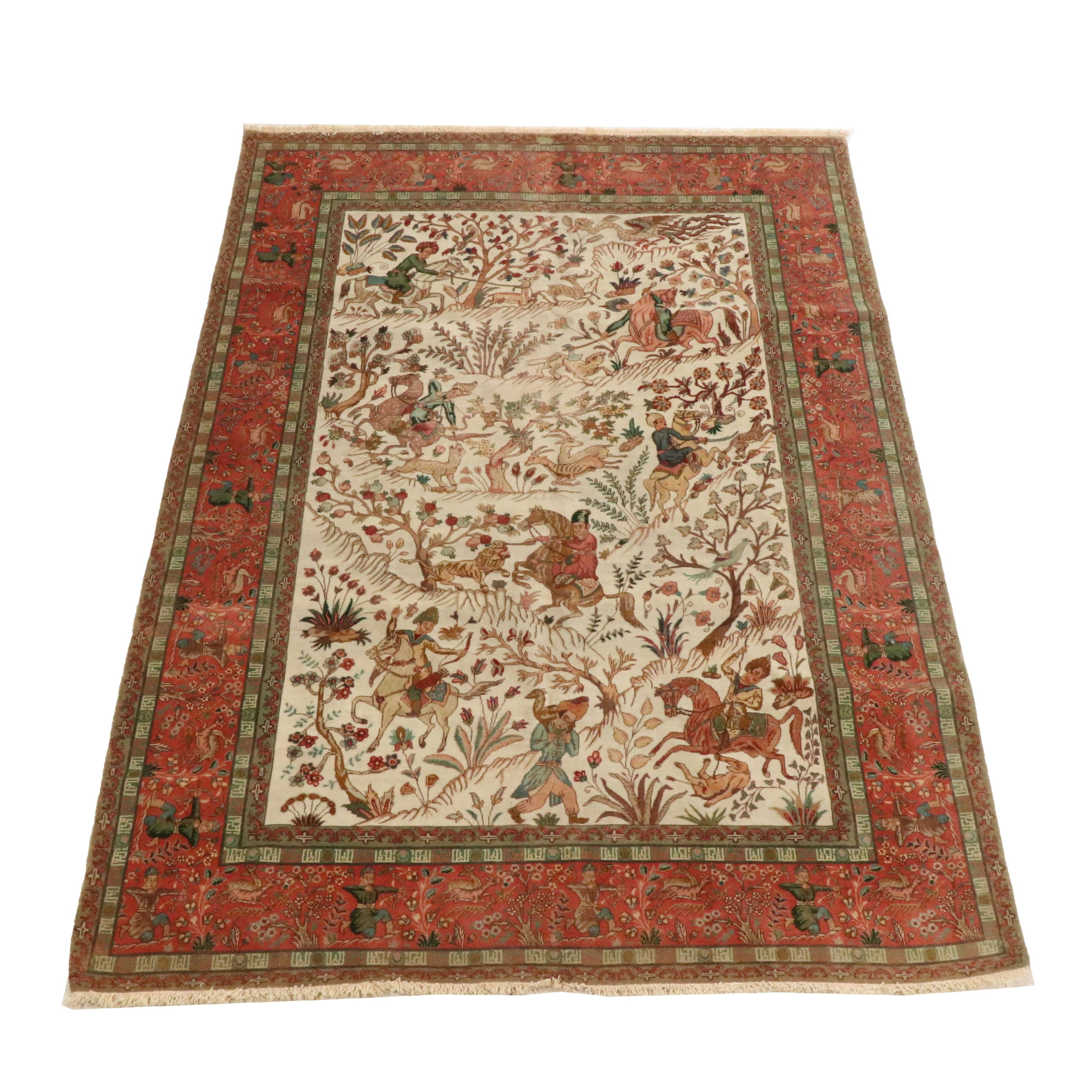 6'5 x 9'10 Hand-Knotted Persian Kerman Area Rug