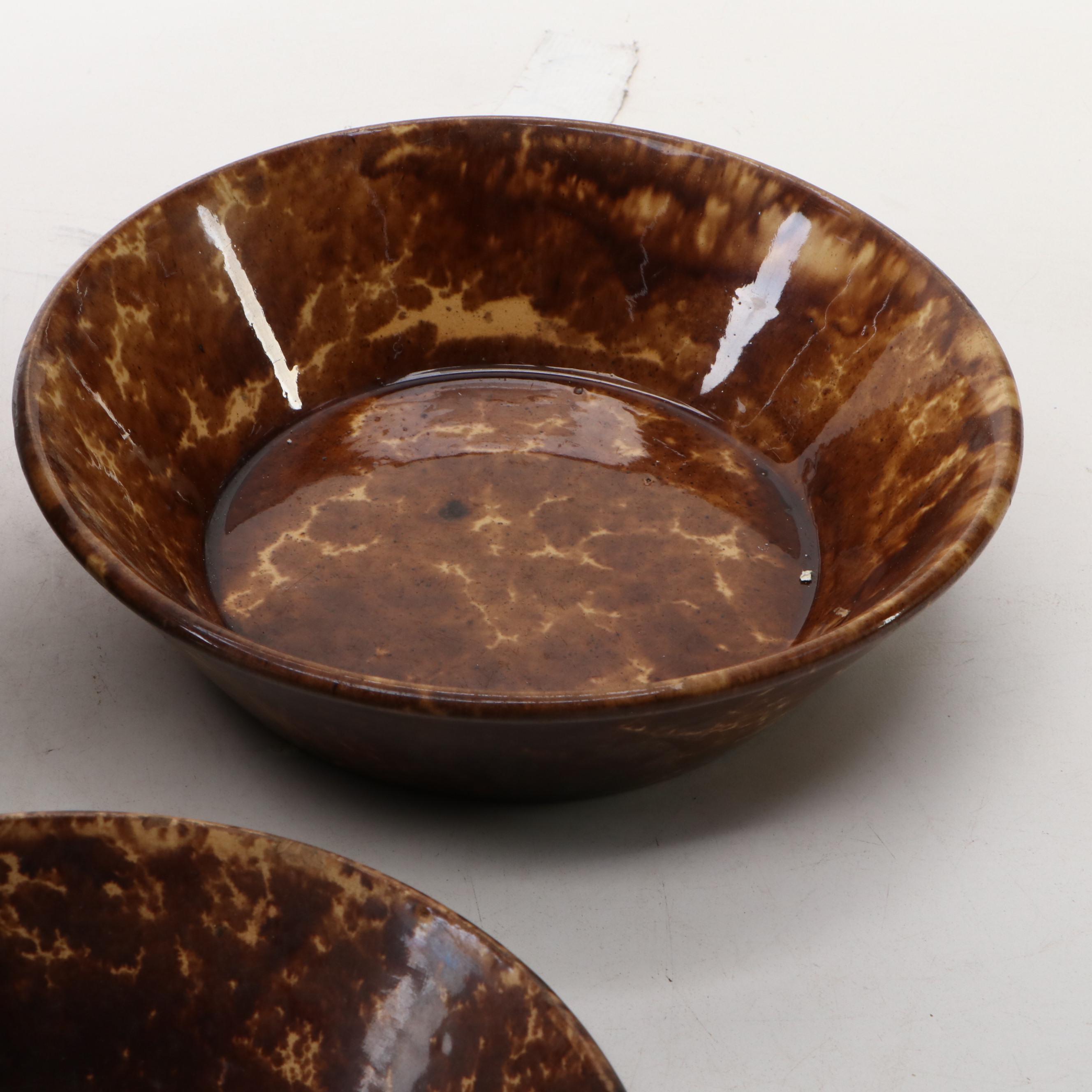 Bennington Rockingham Glazed Ceramic Bowls, 19th Century